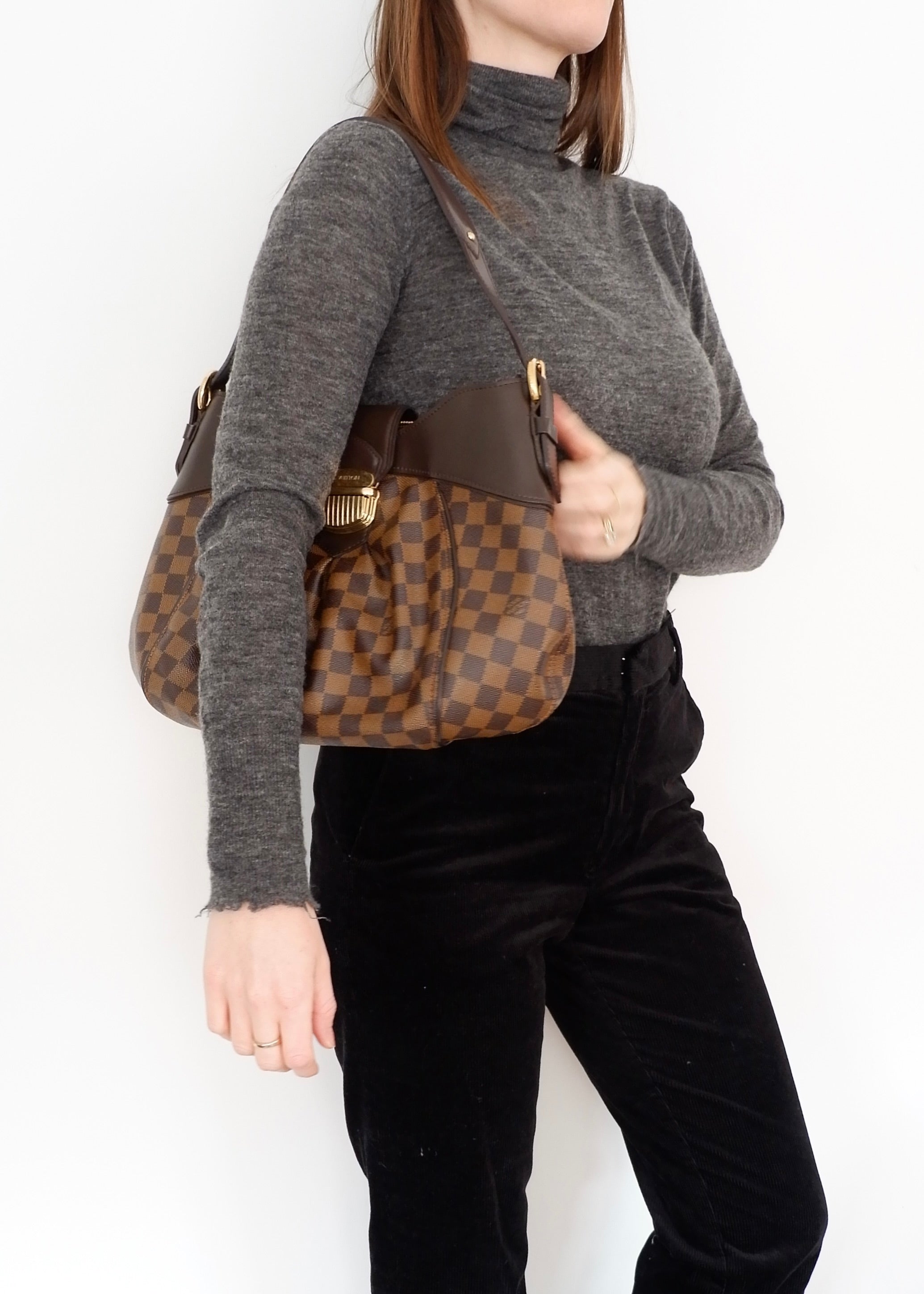 Authentic Preowned Louis Vuitton Damier Ebene Sistina MM Shoulder Bag
