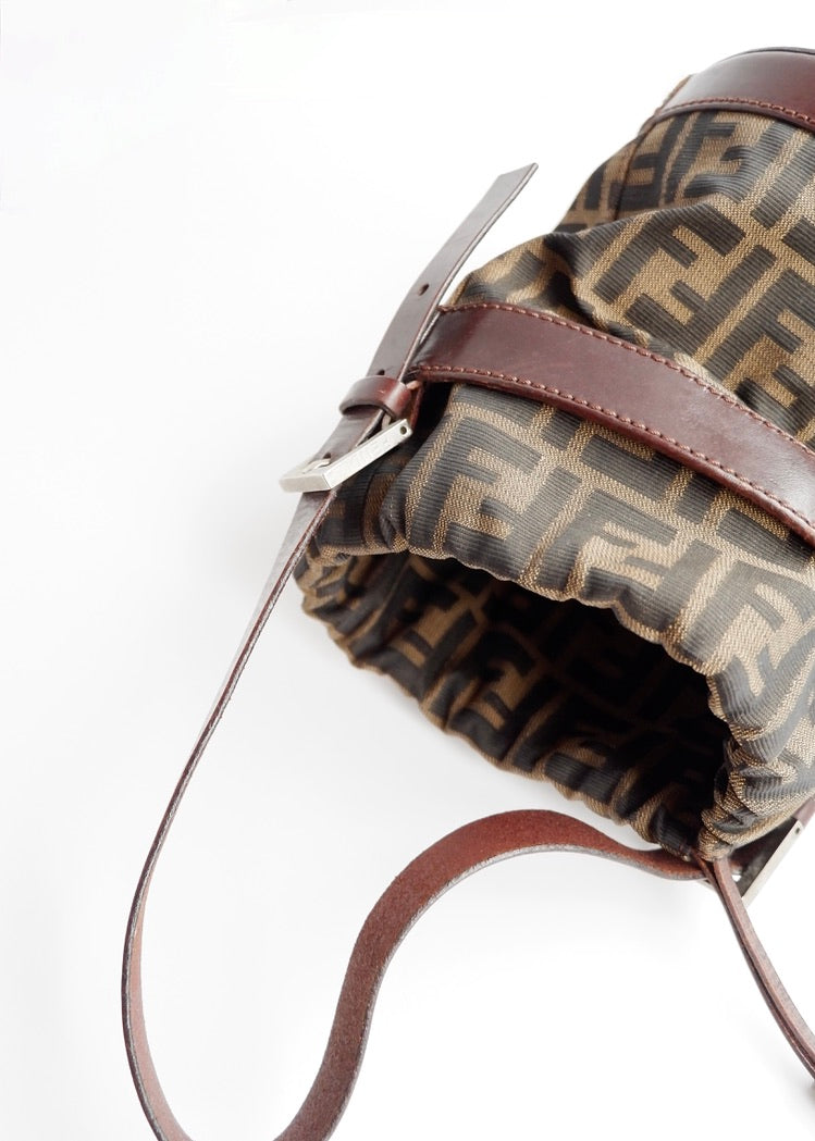 Authentic Preowned Vintage Fendi Brown Zucca Bucket Handbag