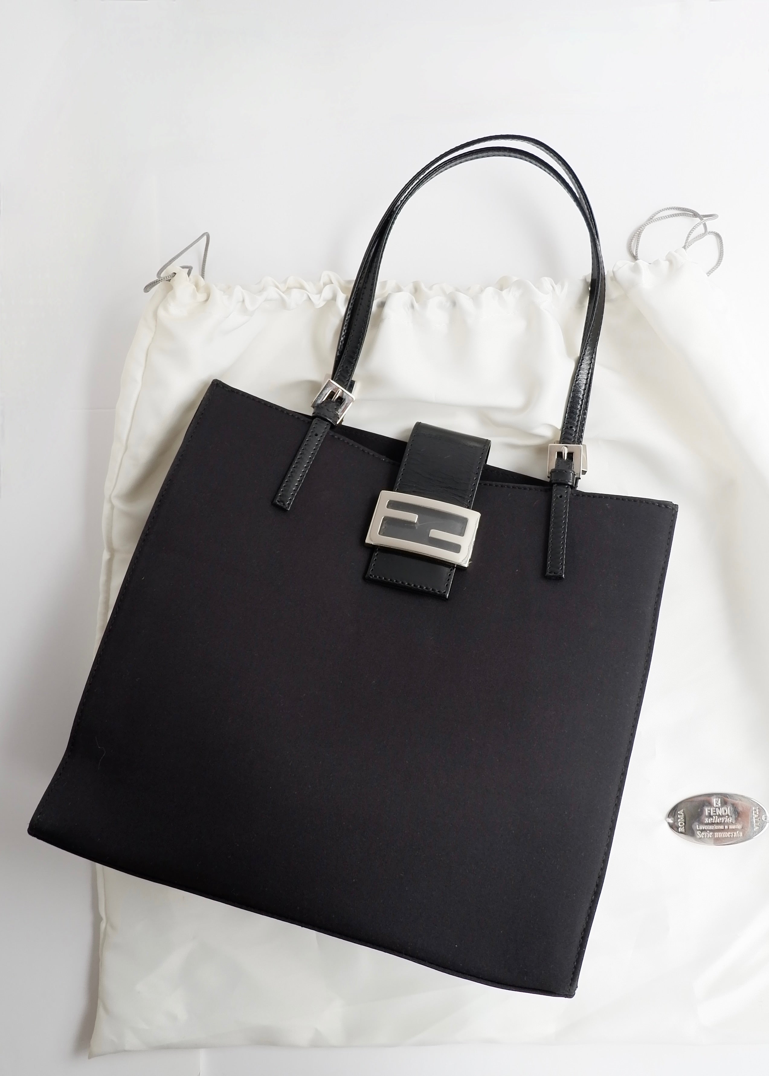 Authentic Preowned Fendi Black Fabric FF Logo Shoulder Bag
