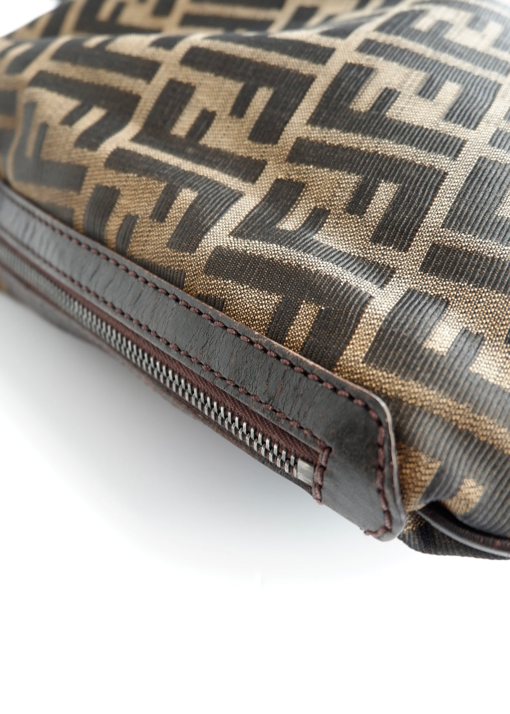 Authentic Preowned Fendi Tobacco Zucca Canvas and Leather Oyster Hobo Shoulder Bag