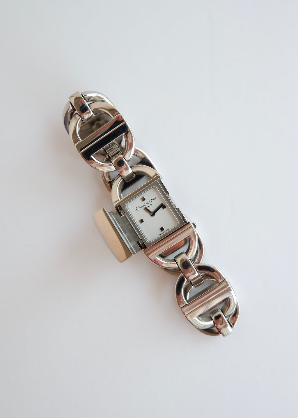 Preowned Vintage Christian Dior Silver Stainless Steel Bracelet Watch