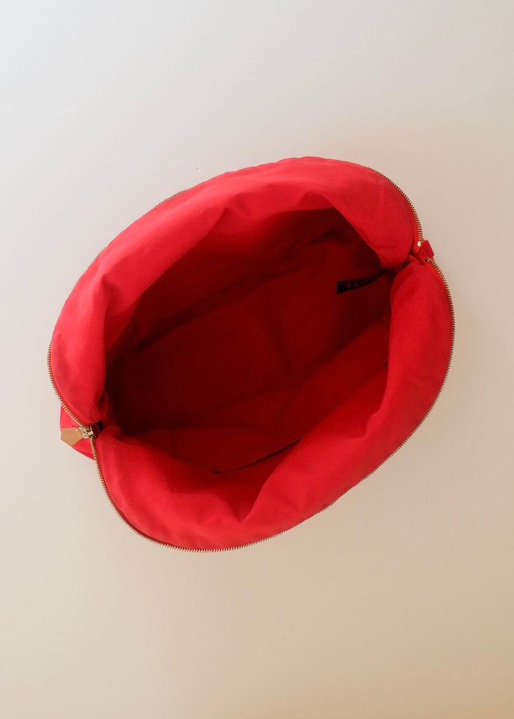 Preowned Hermes Red Canvas Boldie Cosmetic Bag
