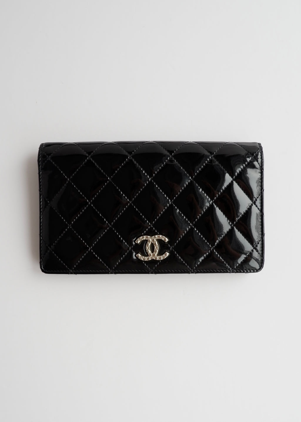 Authentic Preowned Chanel Black Patent Leather Long Wallet