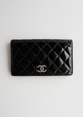 Authentic Preowned Chanel Black Patent Leather Long Wallet