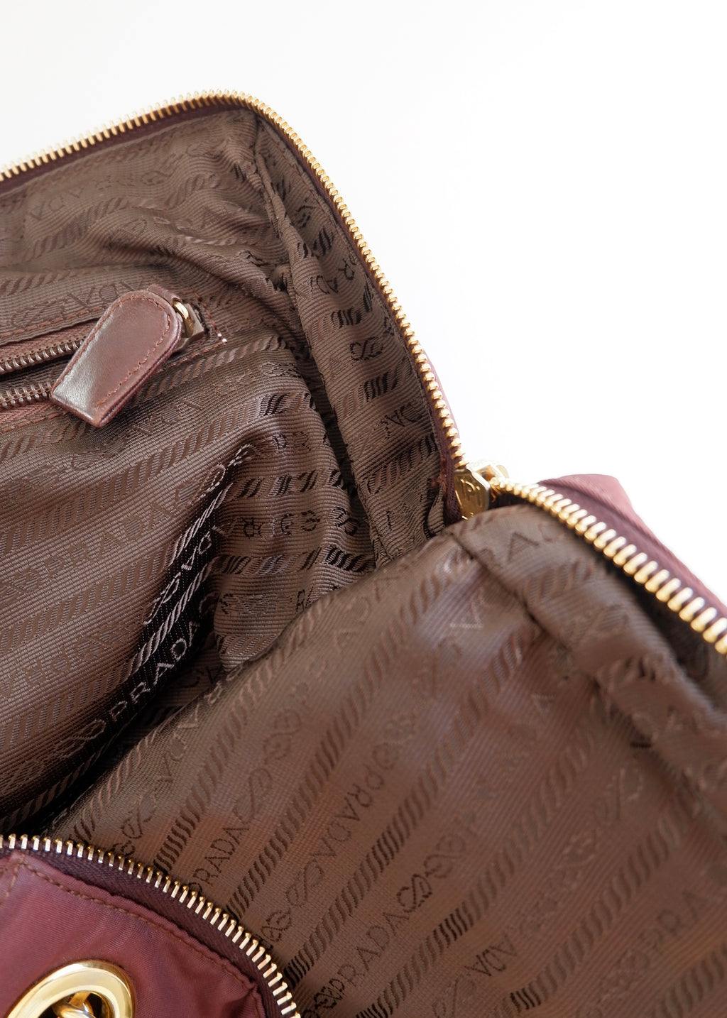 Preowned Prada Burgundy Nylon Chain Shoulder Tote