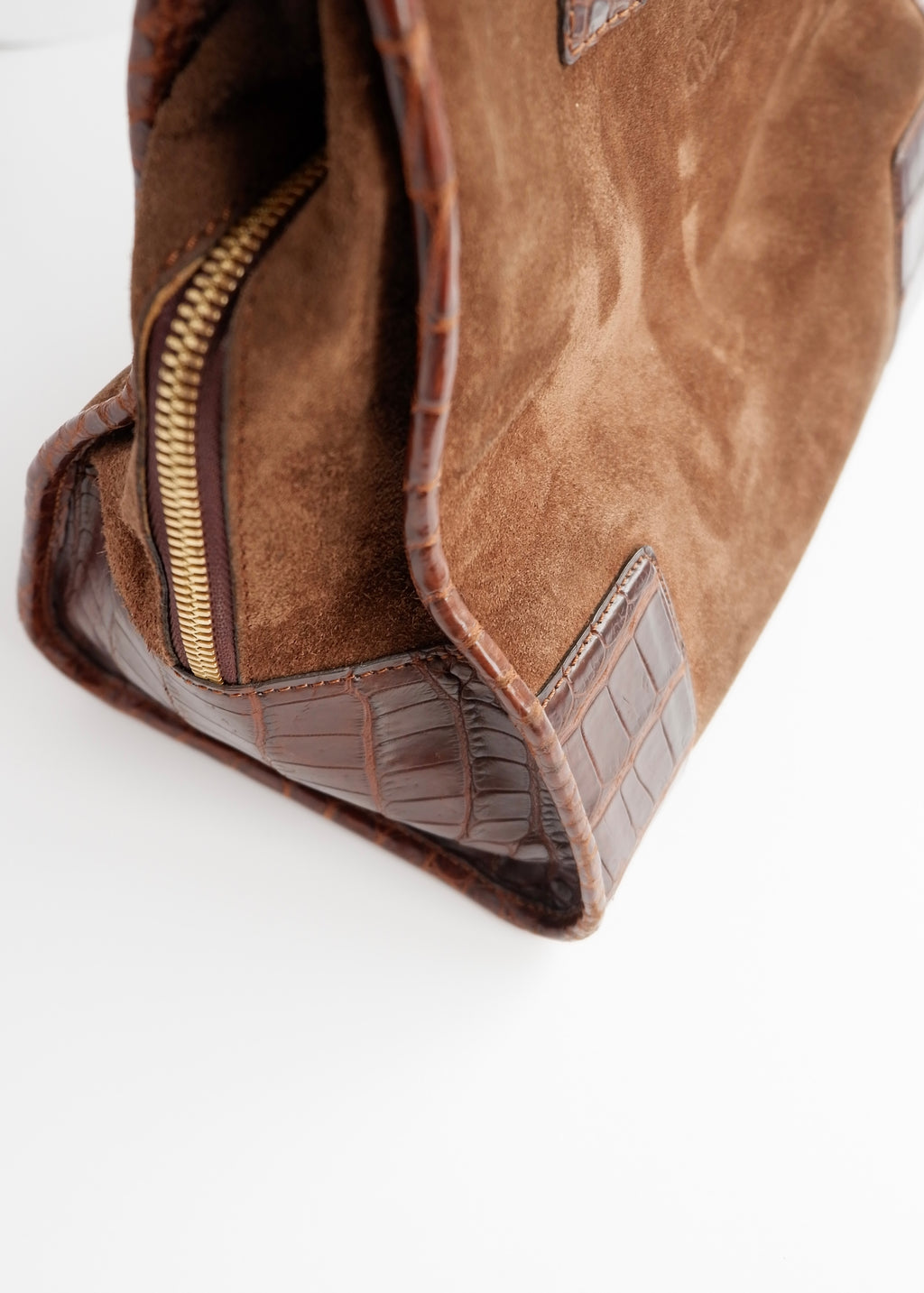 Sac à main Loewe authentique d'occasion en daim marron