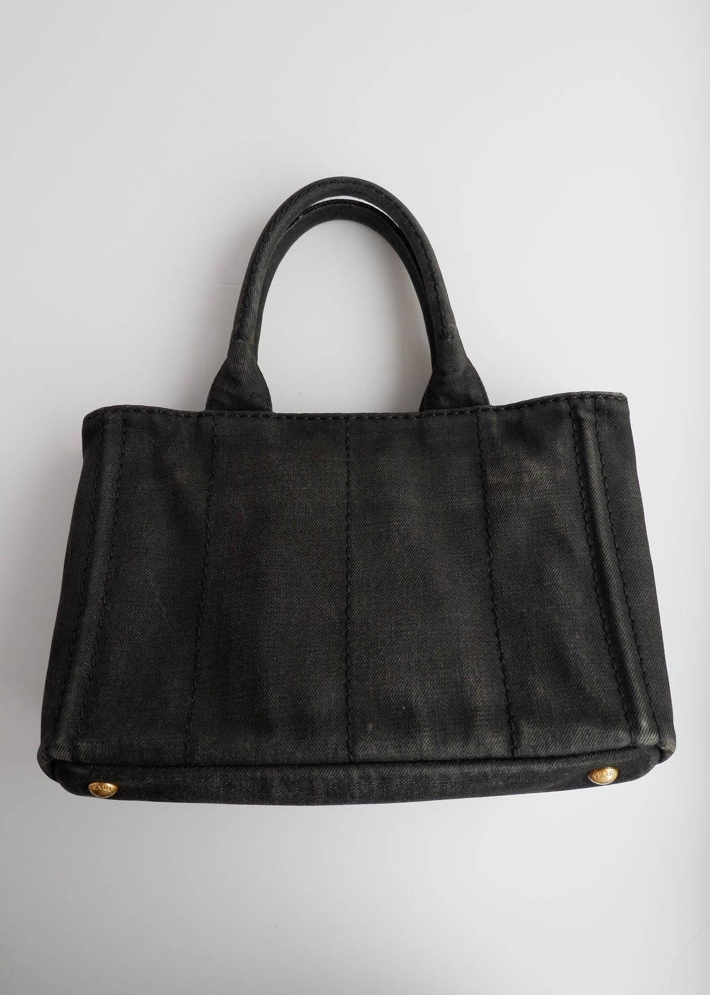Authentic Preowned Prada Black Denim Canapa Tote w/ Strap