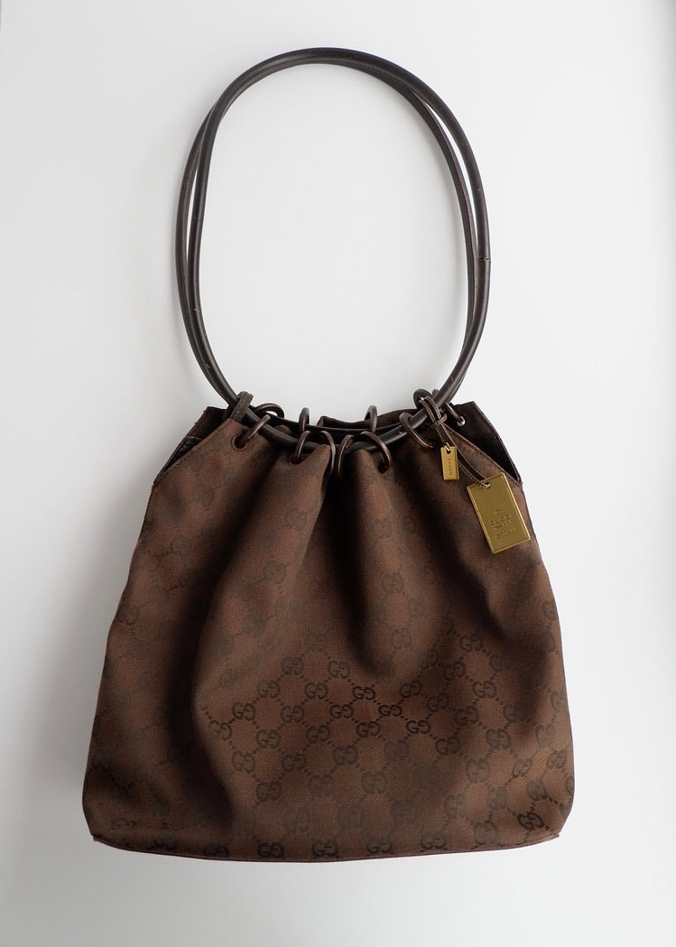 Authentic Preowned Gucci Brown GG Canvas Long Strap Shoulder Bag
