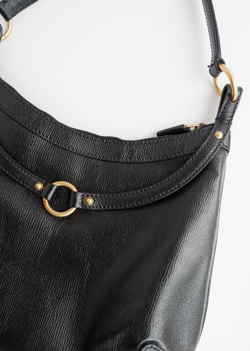 Sac à bandoulière Gucci d'occasion authentique en cuir noir avec mors