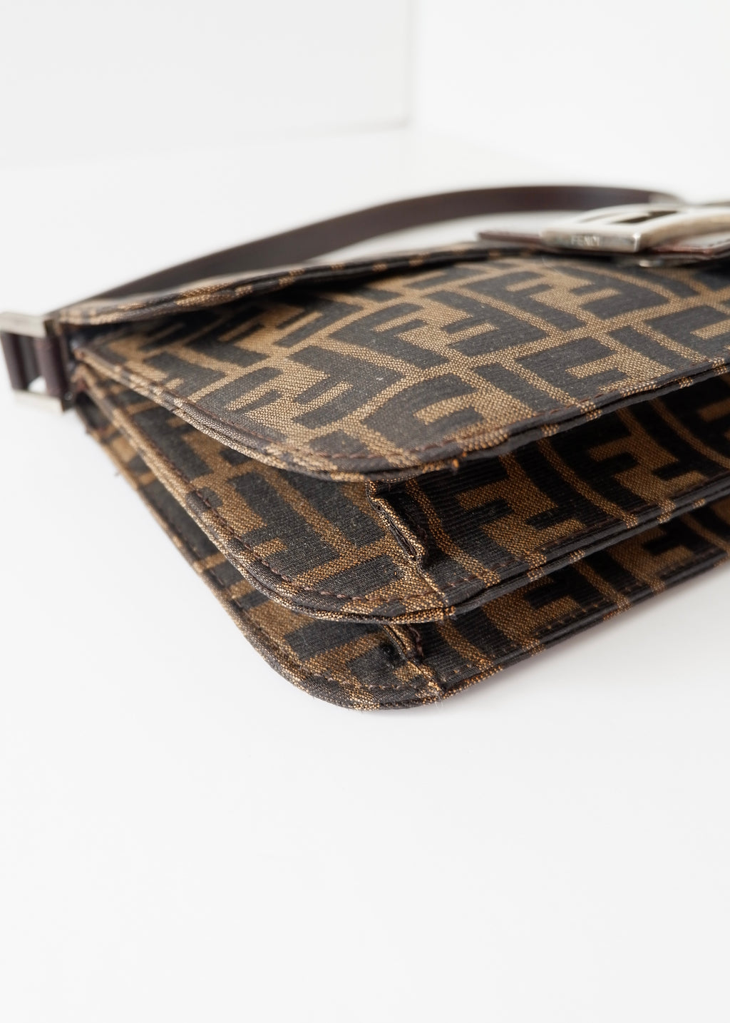 Authentic Preowned Vintage Fendi Brown Zucca Shoulder Bag