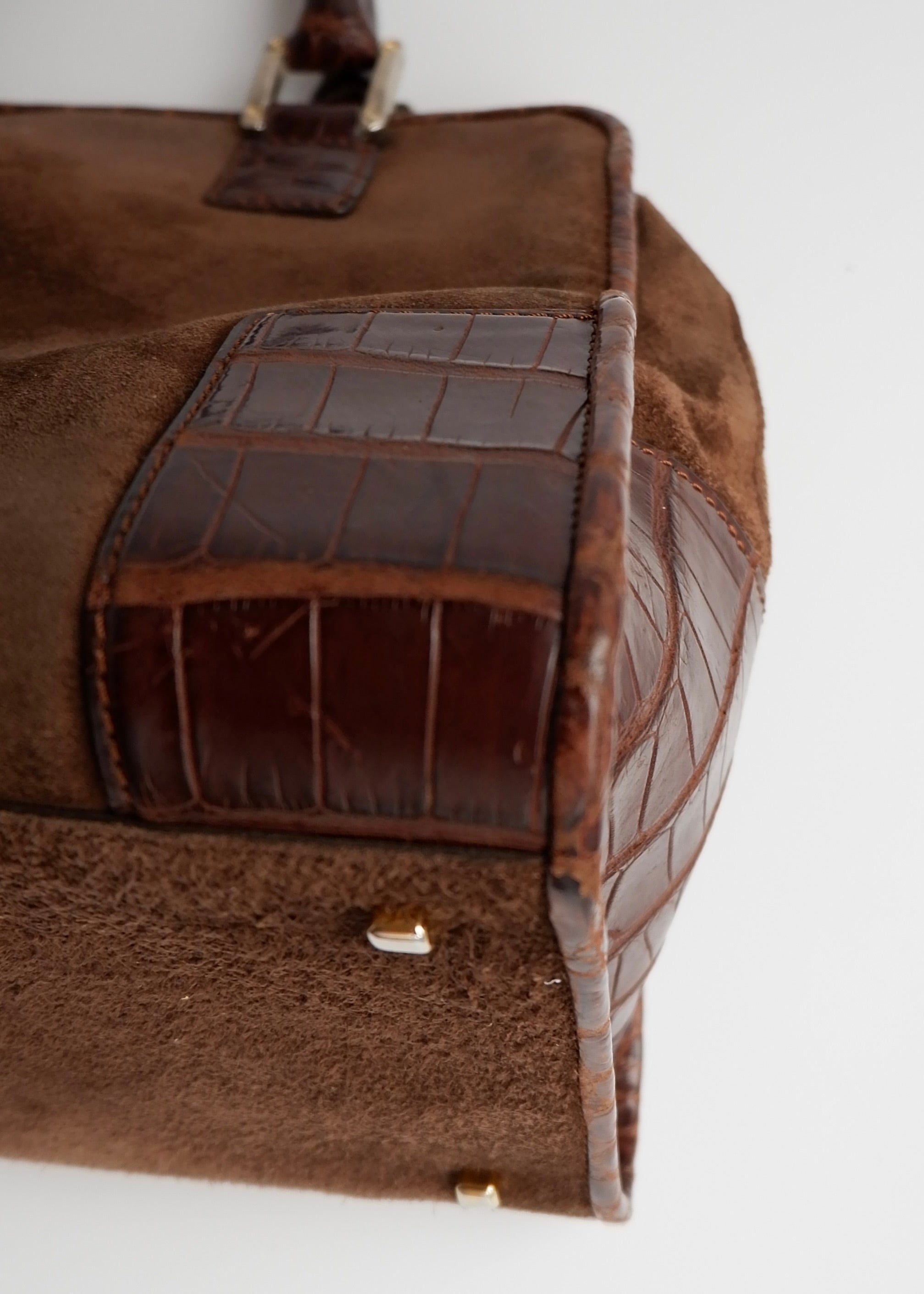 Sac à main Loewe authentique d'occasion en daim marron