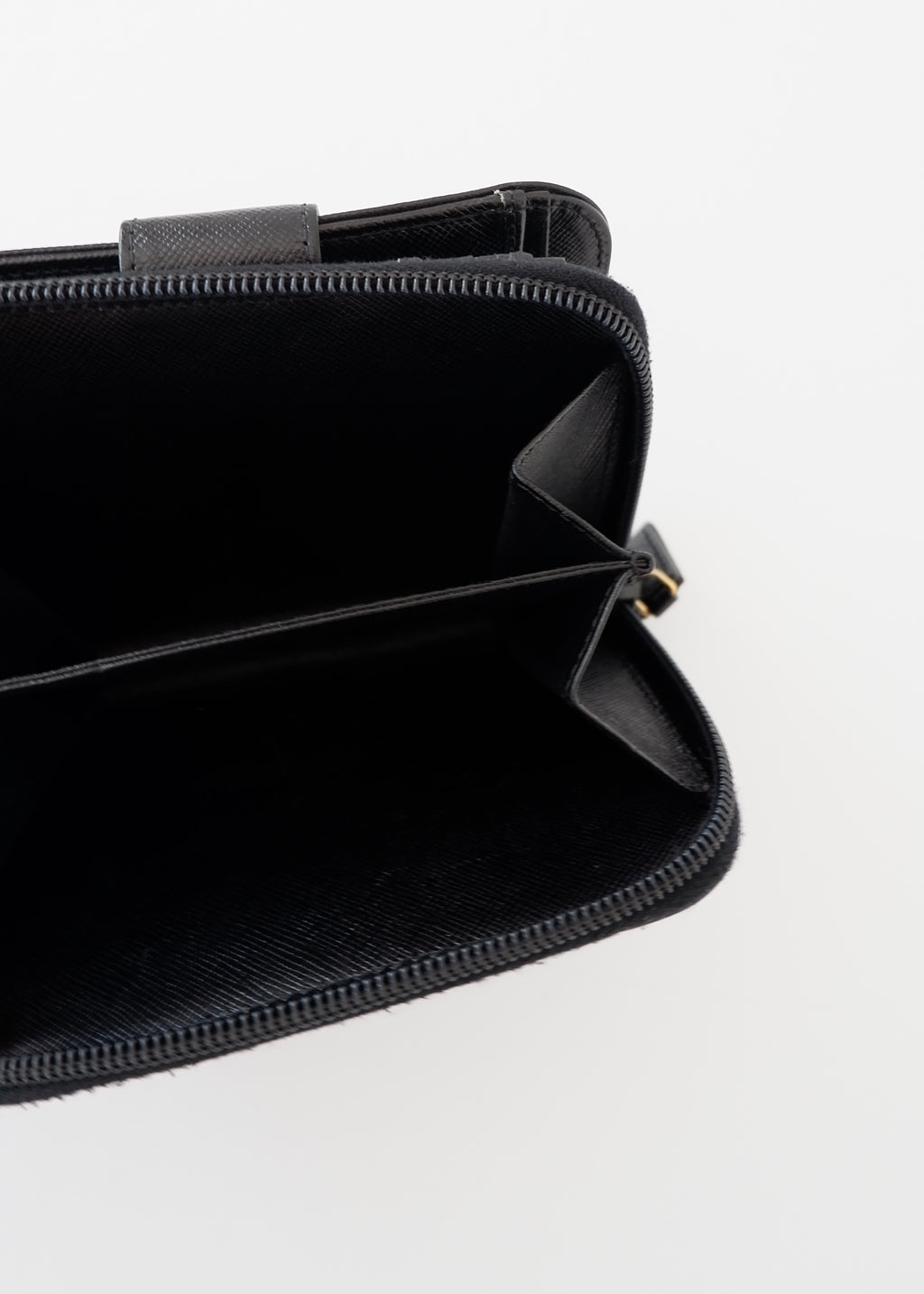 Authentic Preowned Prada Black Saffiano Leather Compact Zip Around Wallet