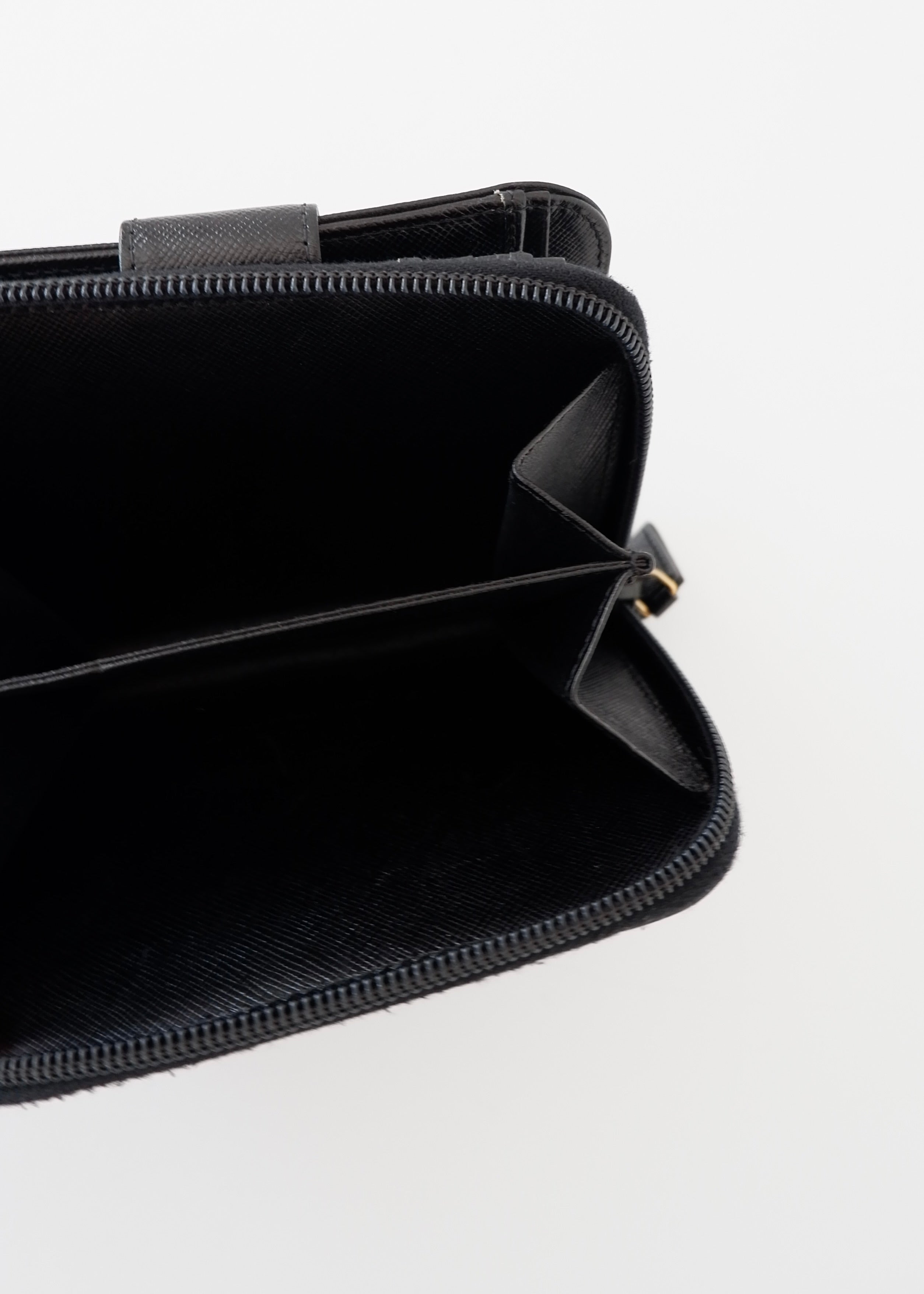 Authentic Preowned Prada Black Saffiano Leather Compact Zip Around Wallet
