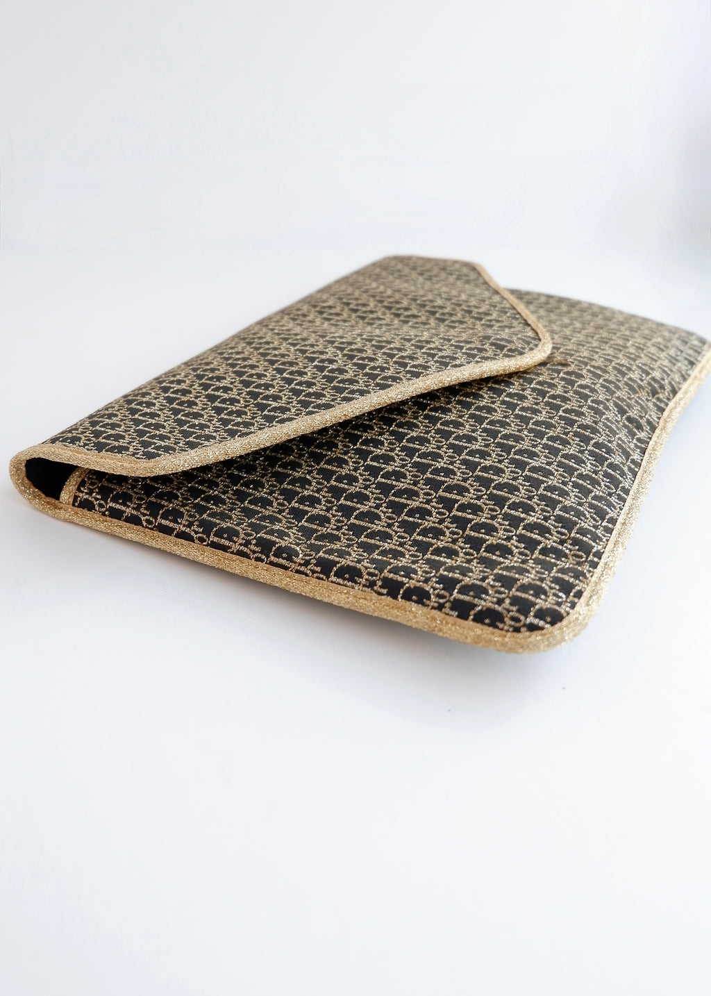 Preowned Vintage Christian Dior Navy/ Gold Fabric Pouch