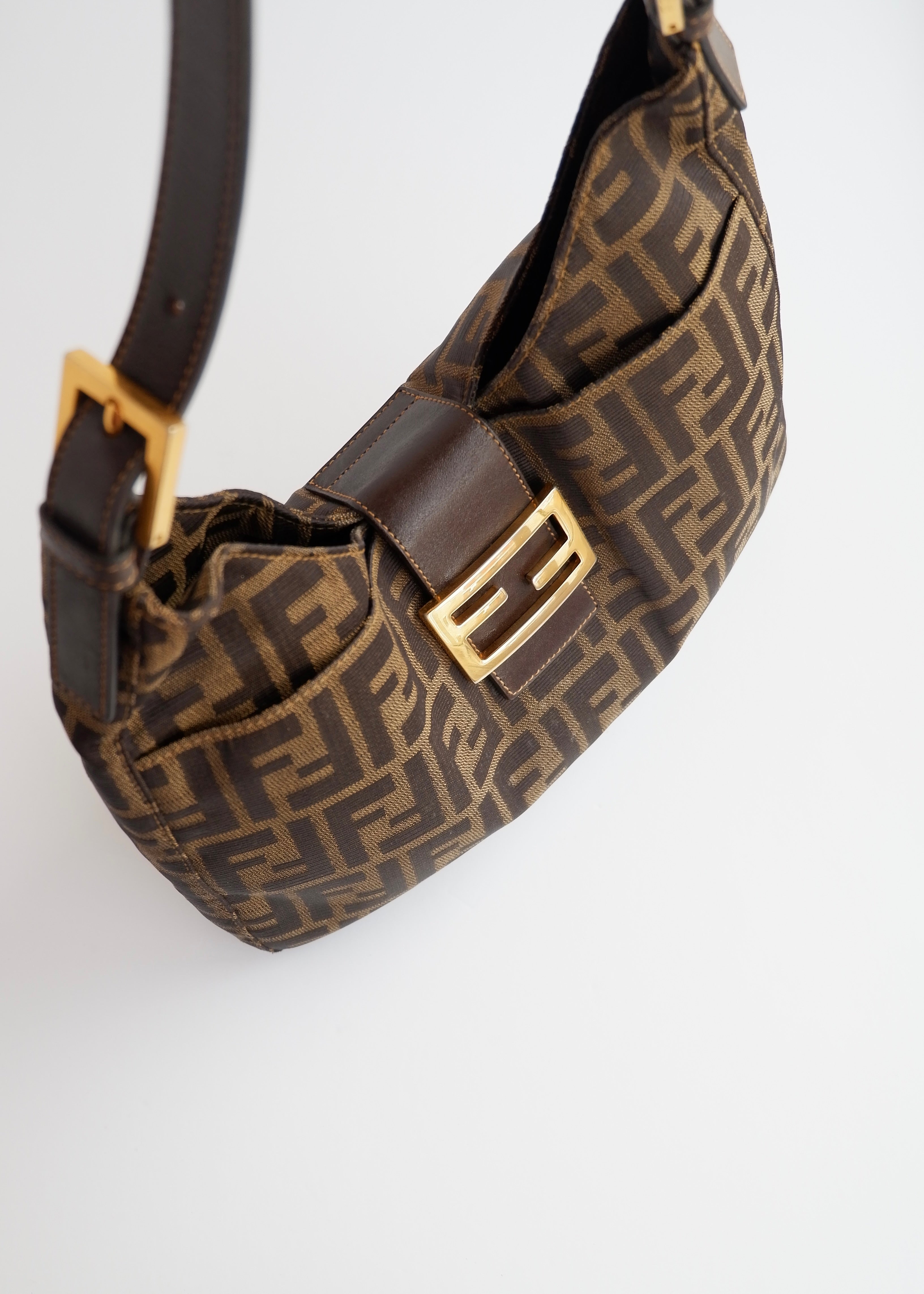 Authentic Preowned Fendi Brown Canvas Zucca Hobo Shoulder Bag