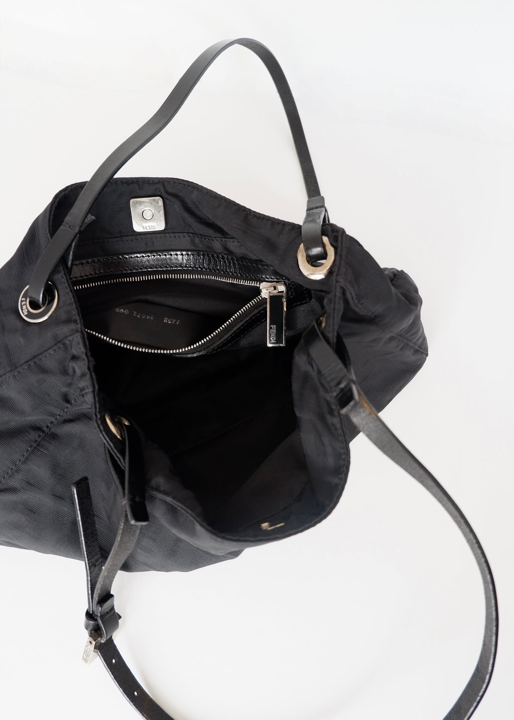 Authentic Preowned Fendi Black Zucca Canvas Shoulder Bag