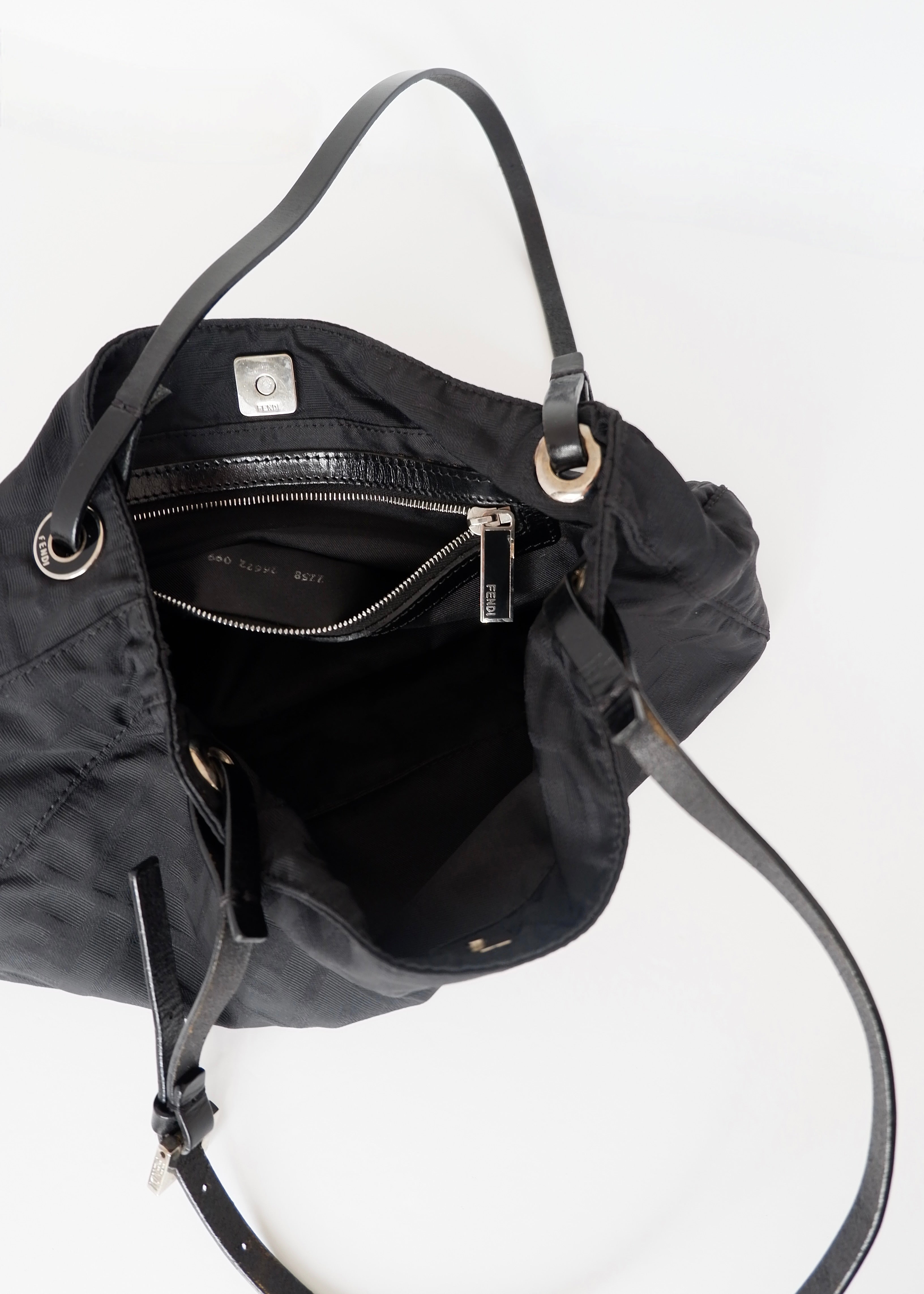 Authentic Preowned Fendi Black Zucca Canvas Shoulder Bag