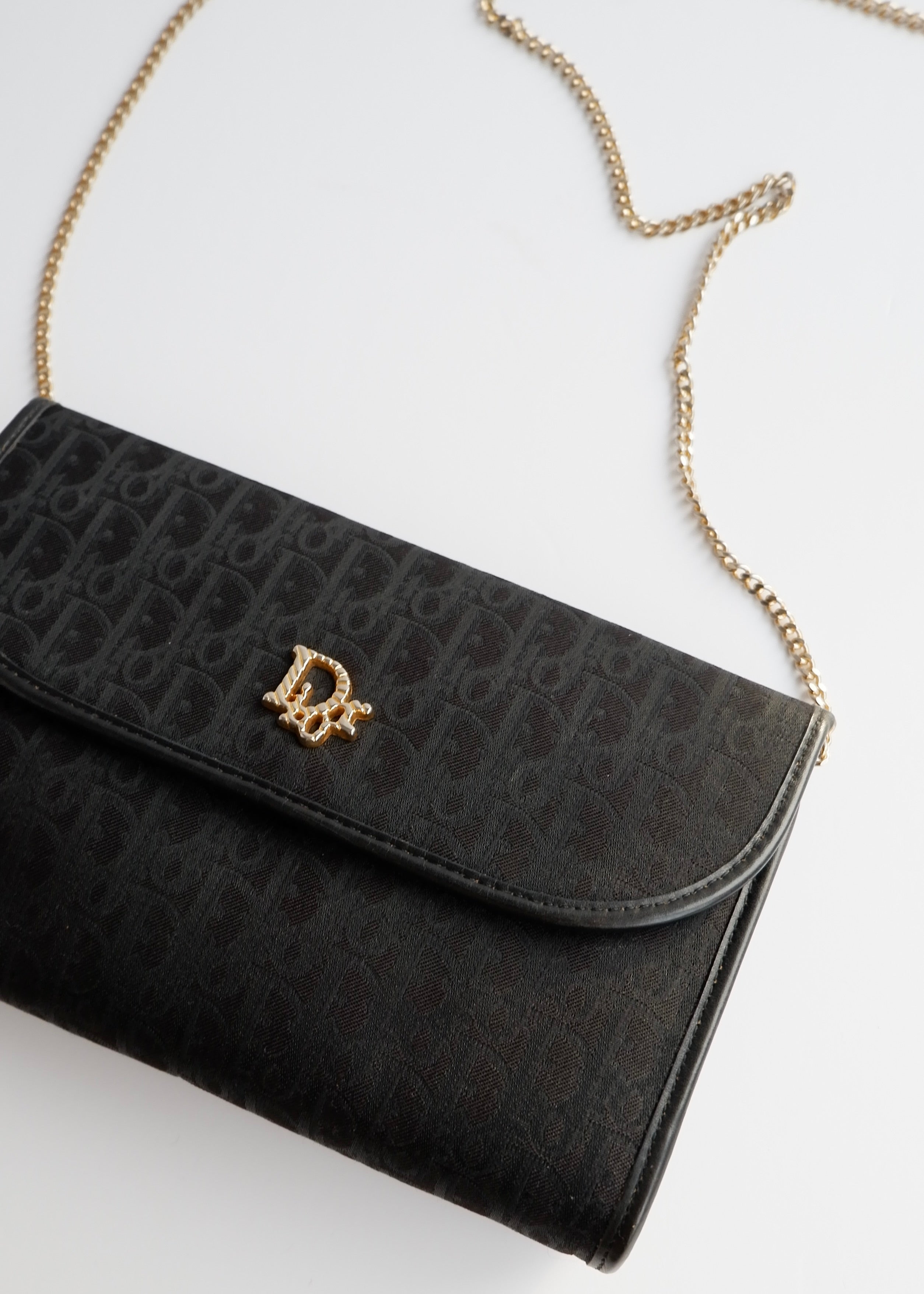 Sac bandoulière vintage Dior Trotter noir chaîne d'occasion Authenti