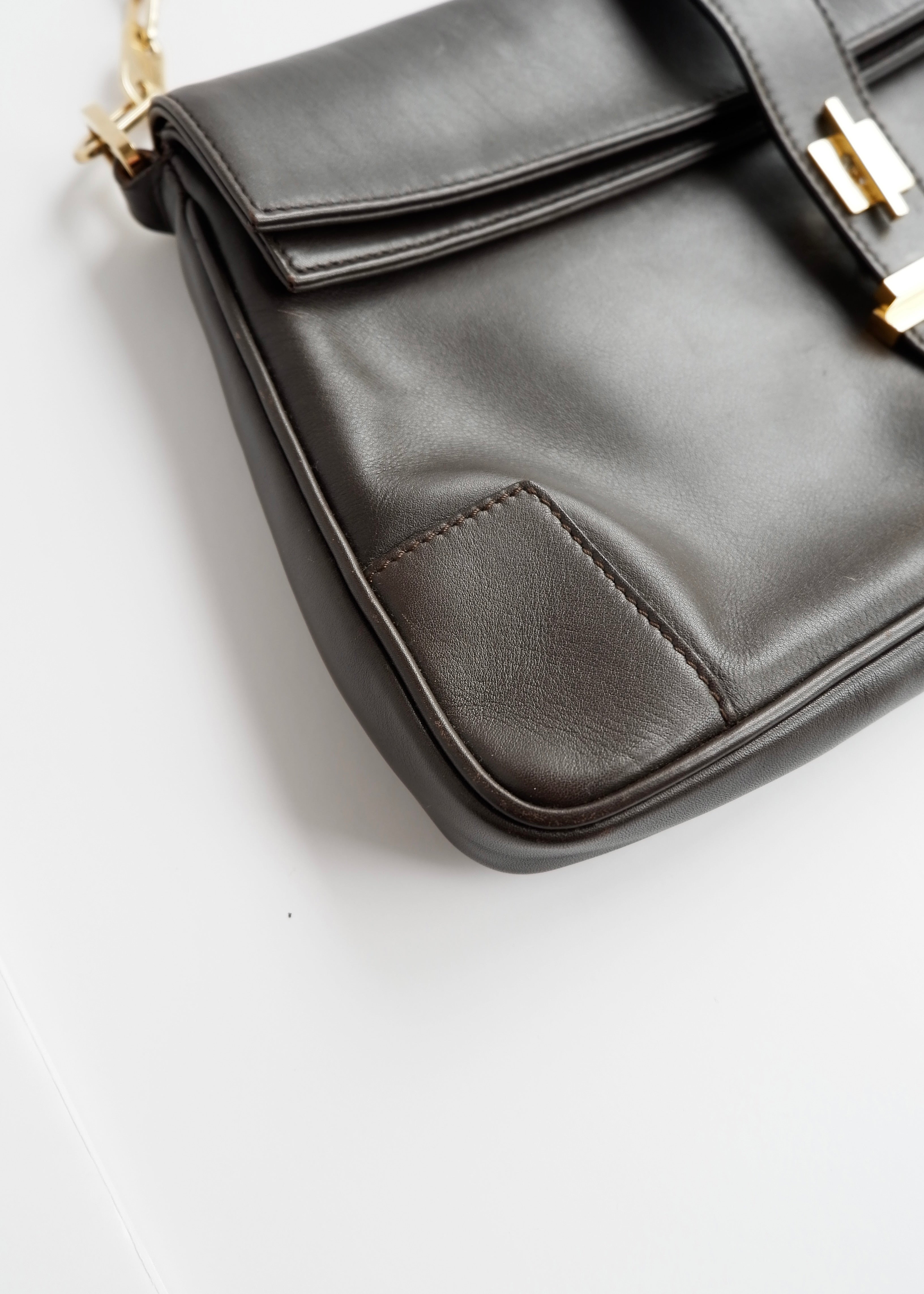 Authentic Preowned Gucci Brown Leather Shoulder Bag