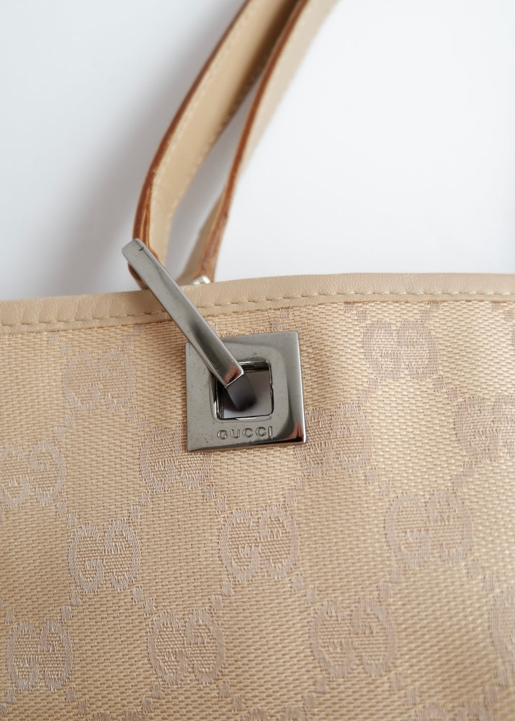 Authentic Preowned Gucci Light Beige GG Canvas Shoulder Tote
