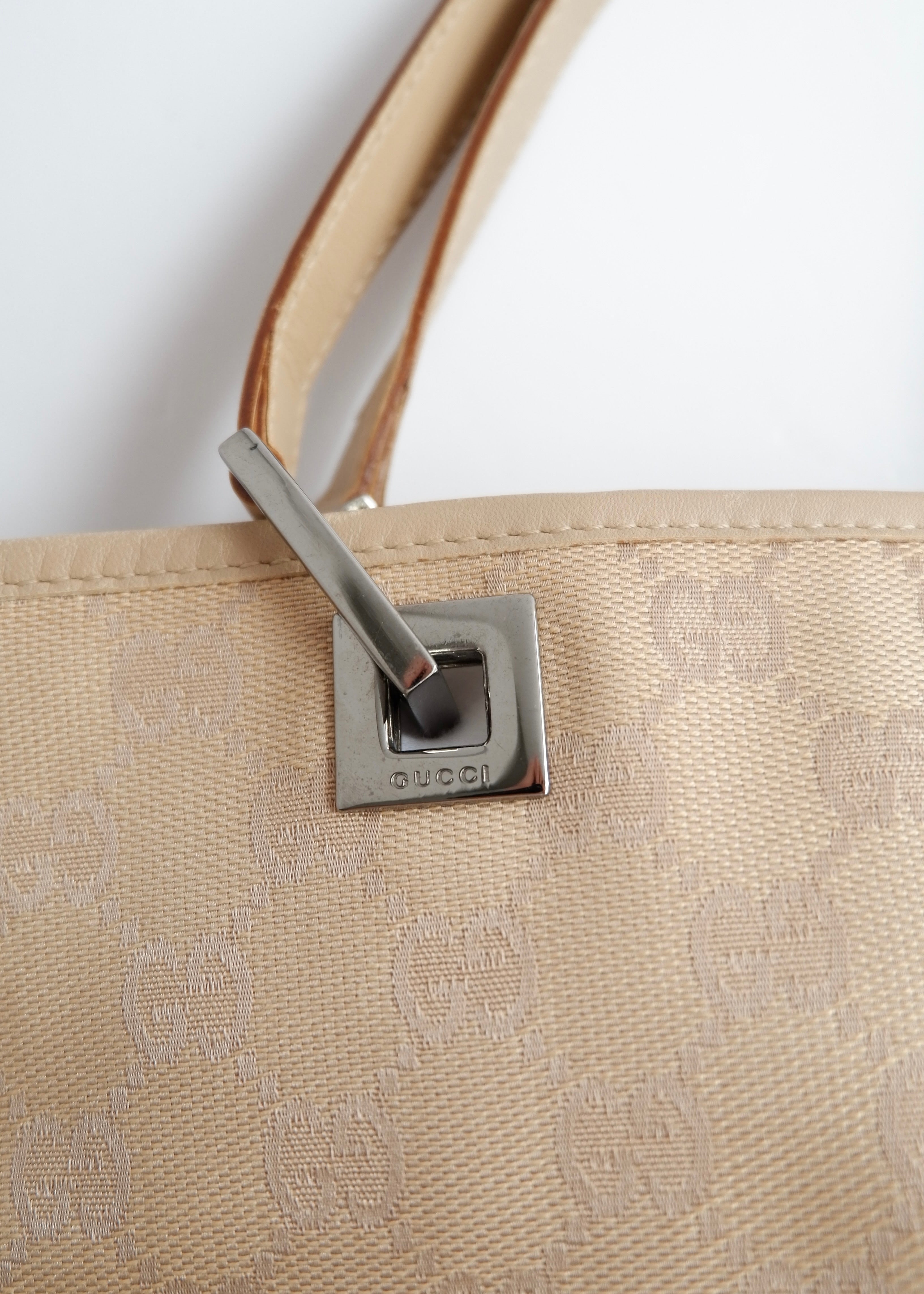 Authentic Preowned Gucci Light Beige GG Canvas Shoulder Tote