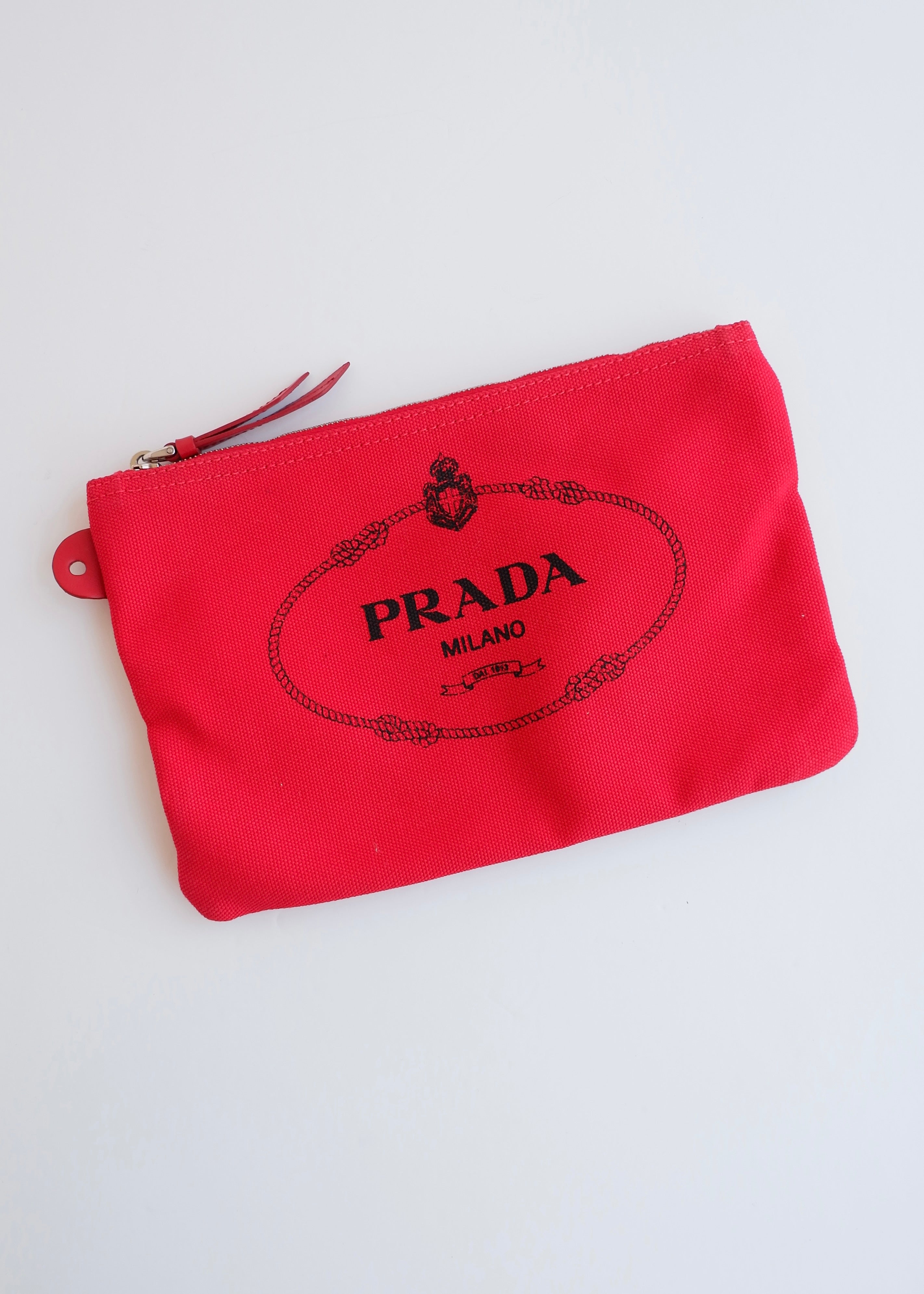 Authentic Preowned Prada Red Canvas/ Transparent Tote Bag