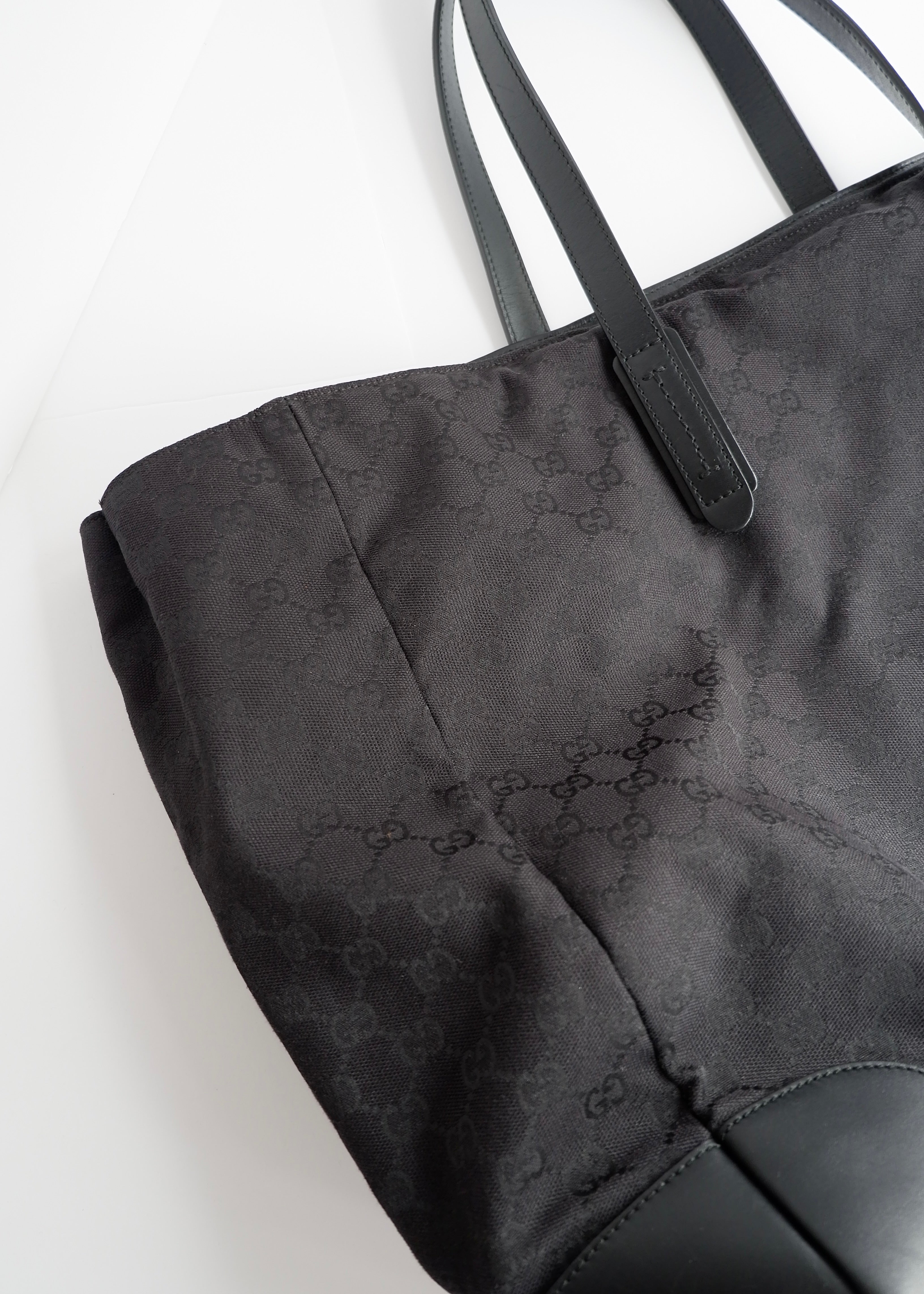 Authentic Preowned Gucci Black GG Canvas Extra Large Shoulder Tote