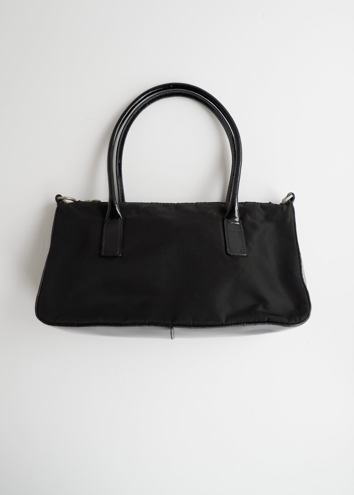 Preowned Prada Black Nylon/ Patent Two Way Bag