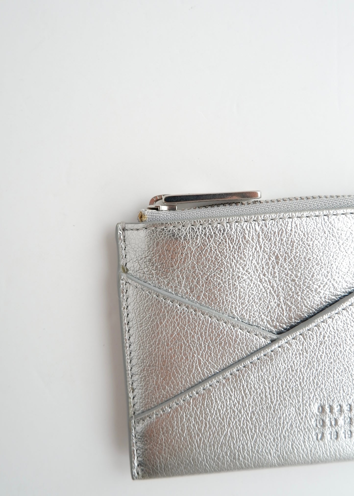 Authentic Preowned Maison Margiela Silver Metalic Leather Card Holder
