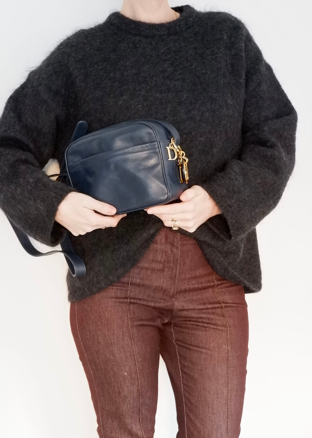 Authentic Preowned Vintage Christian Dior Navy Leather Crossbody Bag
