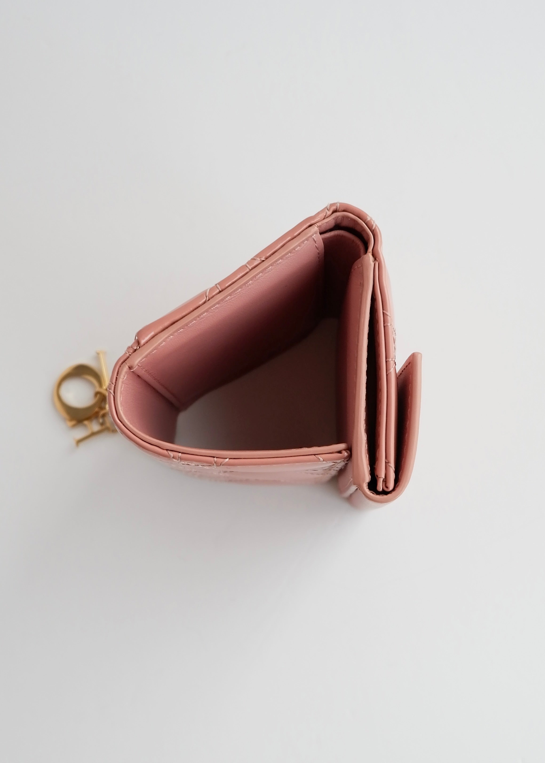 Authentic Preowned Dior Dusty Rose Patent Leather Lotus Wallet