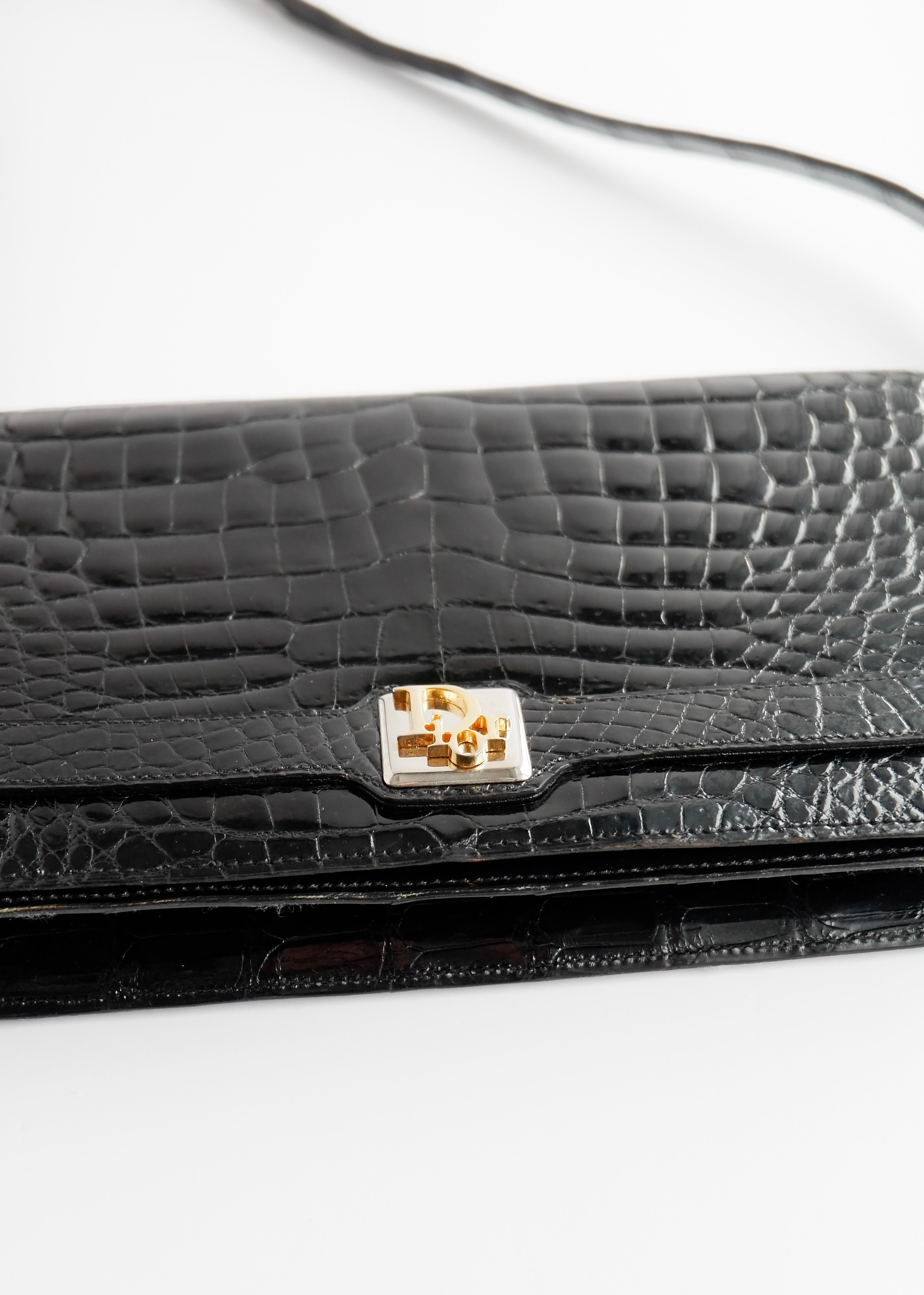 Authentic Preowned Vintage Dior Black Patent Leather Shoulder Bag