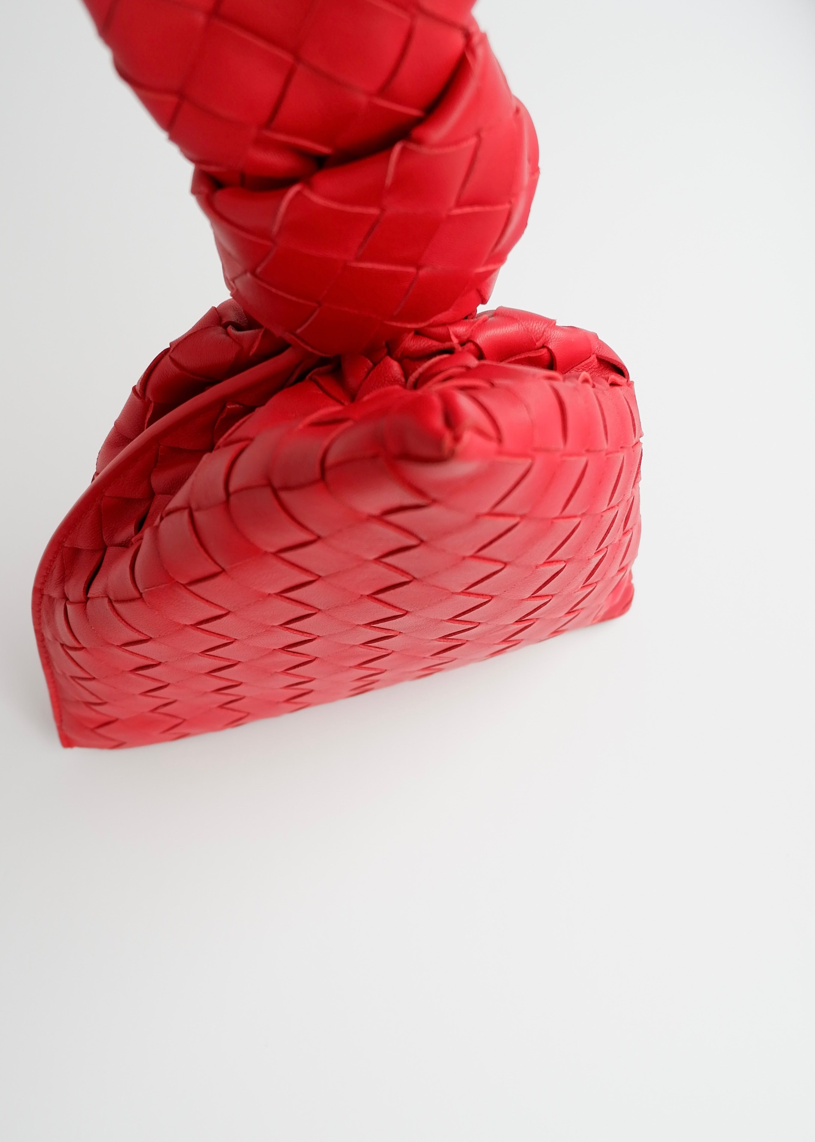 Authentic Preowned Bottega Veneta Red Woven Leather The Twist Bag