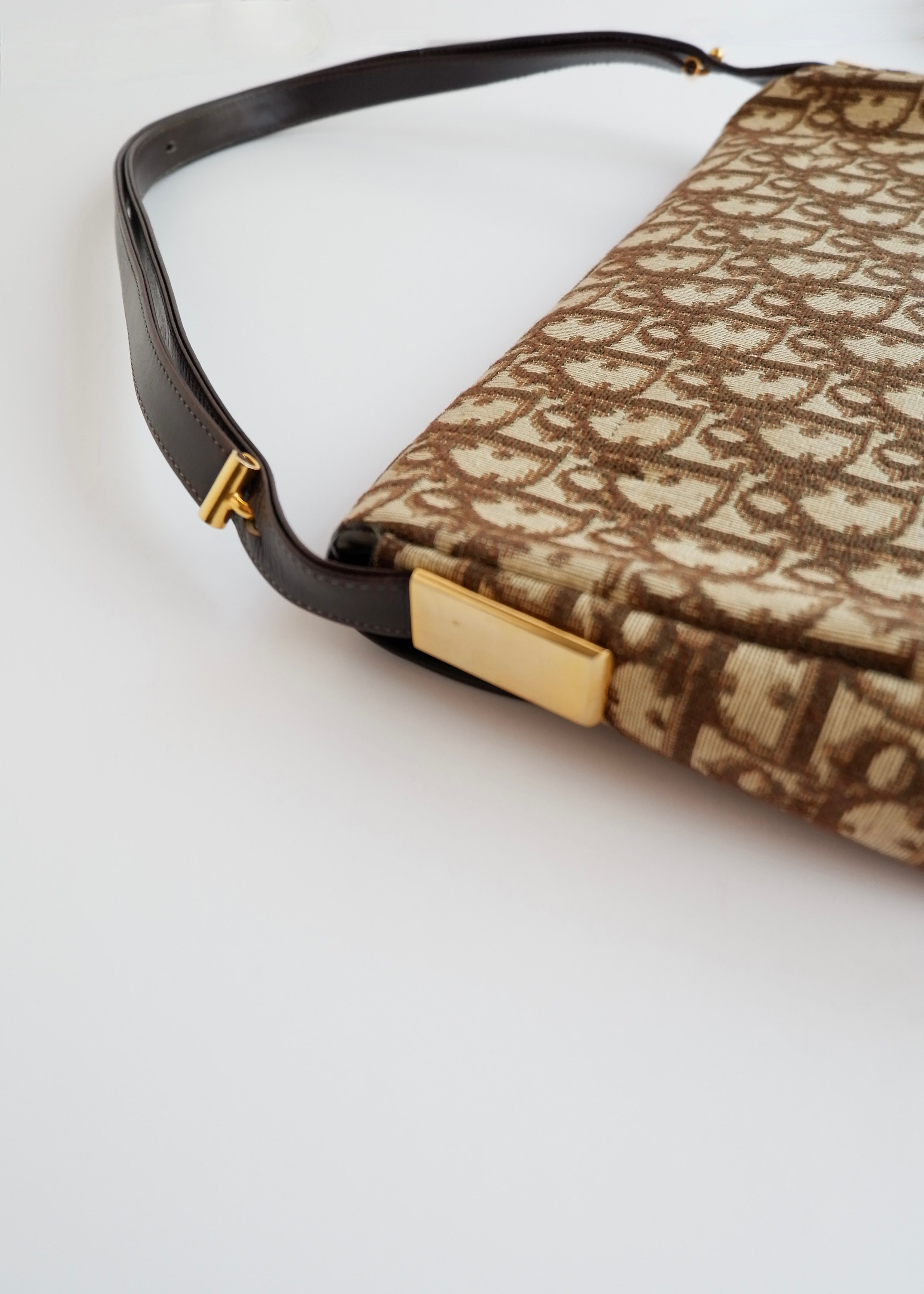 Preowned Vintage Dior Brown Trotter Shoulder Bag