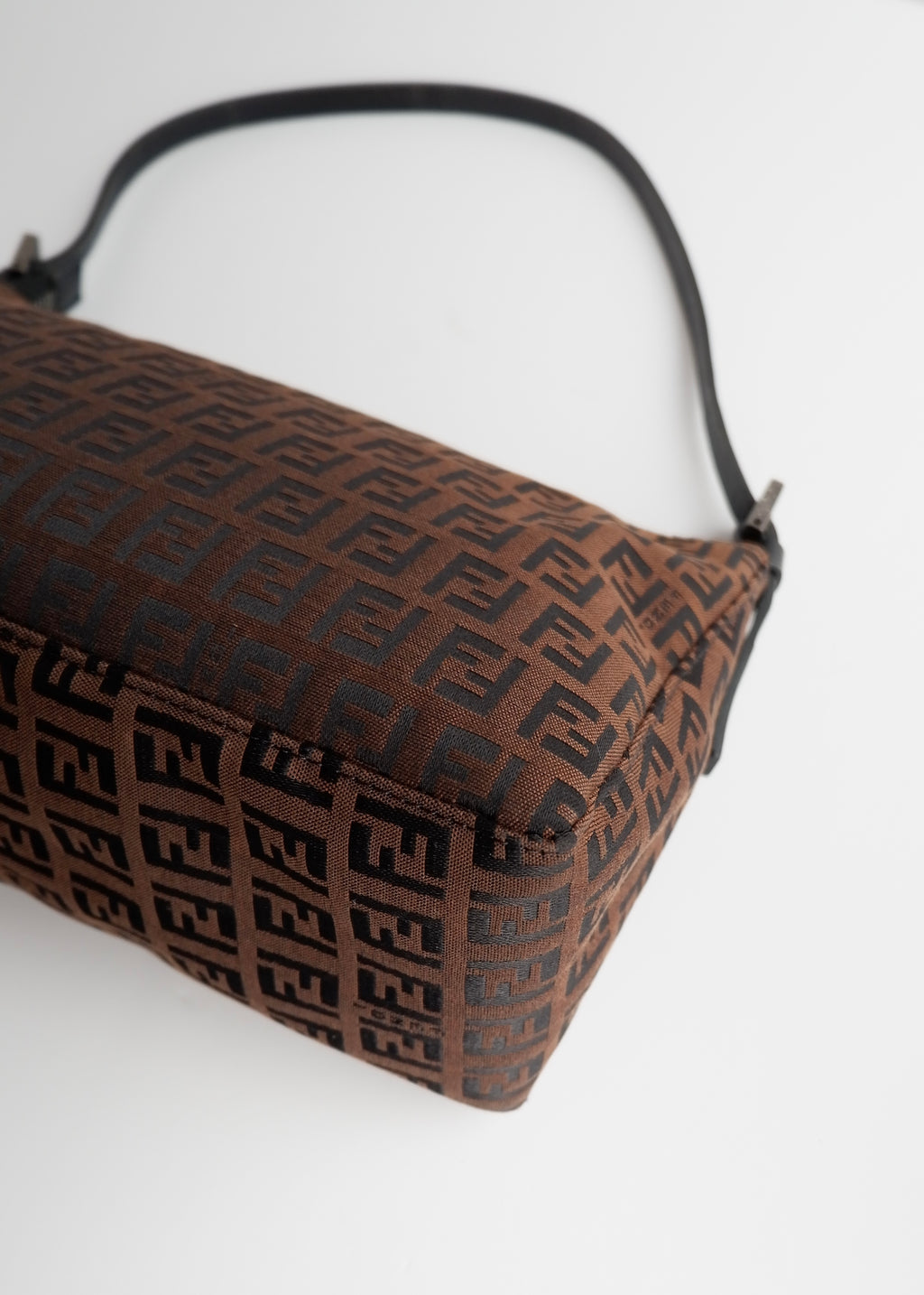 Authentic Preowned Fendi Brown Canvas Zucchino Shoulder Bag