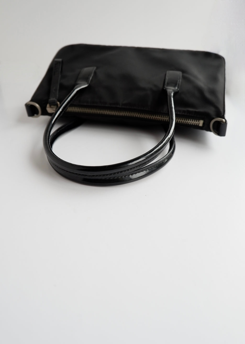 Preowned Prada Black Nylon/ Patent Two Way Bag
