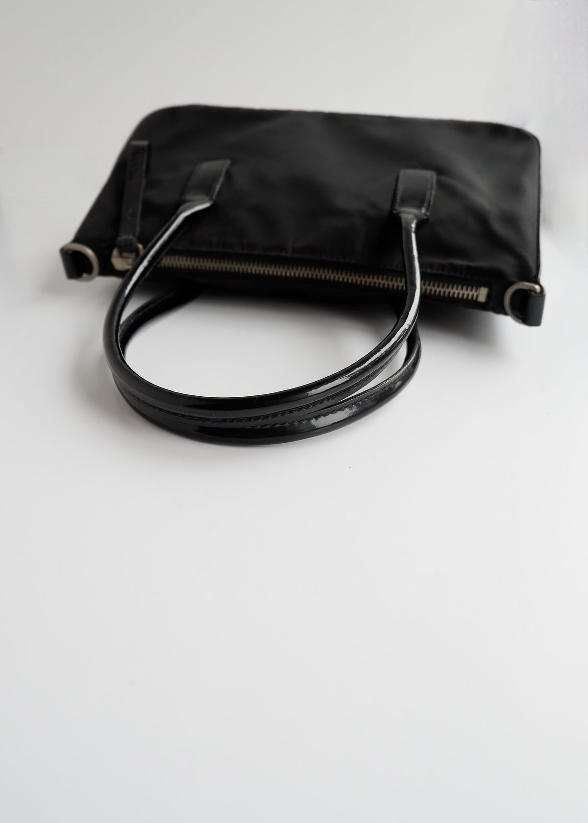 Preowned Prada Black Nylon/ Patent Two Way Bag