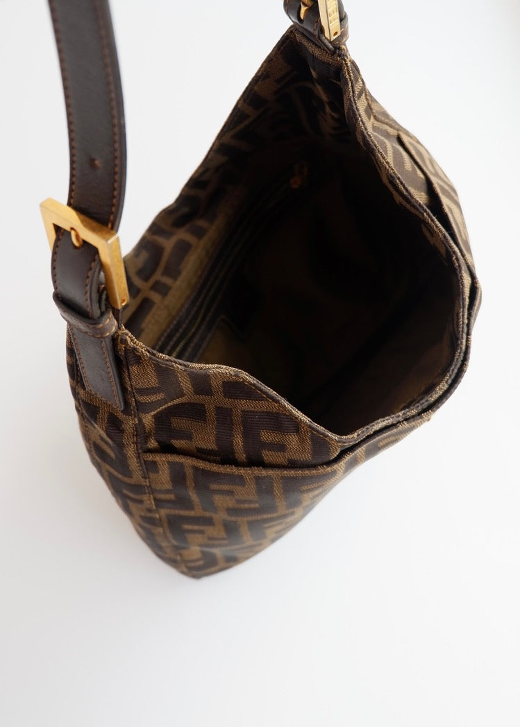 Authentic Preowned Fendi Brown Canvas Zucca Hobo Shoulder Bag