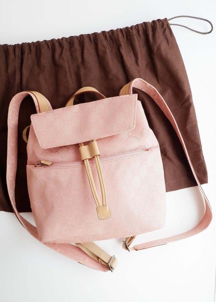 Preowned Vintage Gucci Pink GG Canvas Mini Backpack