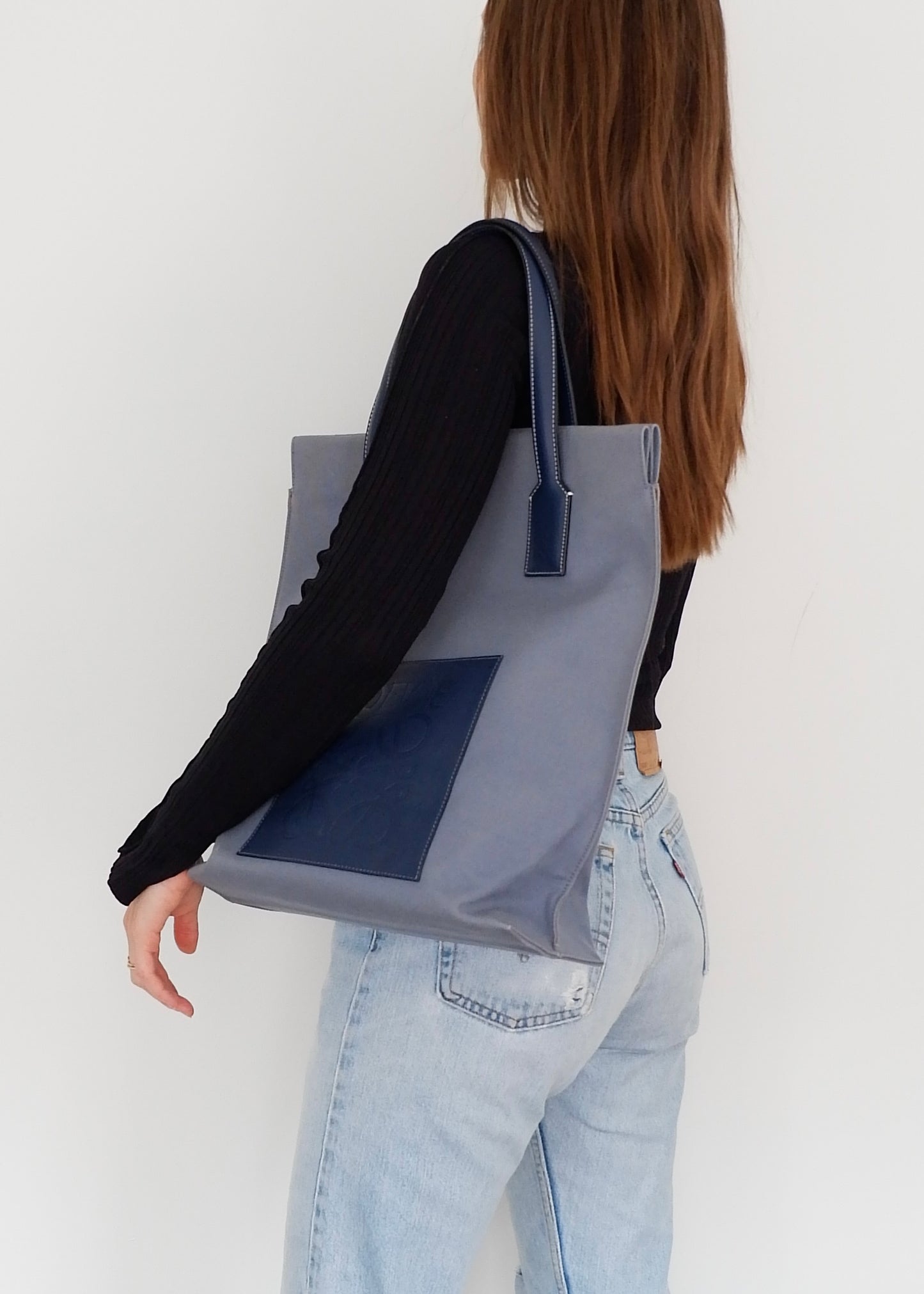 Authentic Preowned Loewe Blue Canvas/Leather Tote Bag