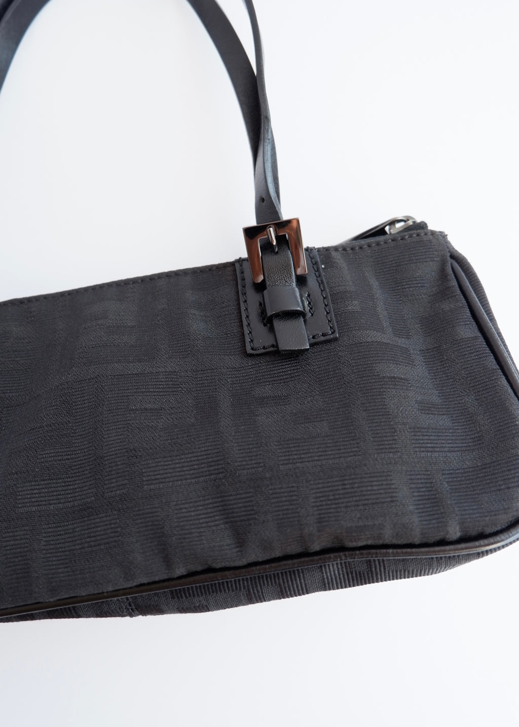 Authentic Preowned Fendi Black Zucca Canvas East West Shoulder Bag