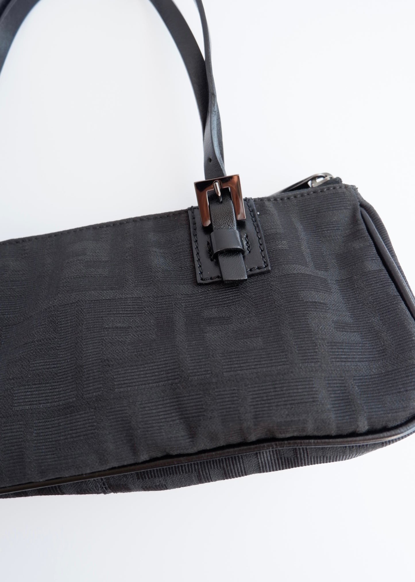 Authentic Preowned Fendi Black Zucca Canvas East West Shoulder Bag