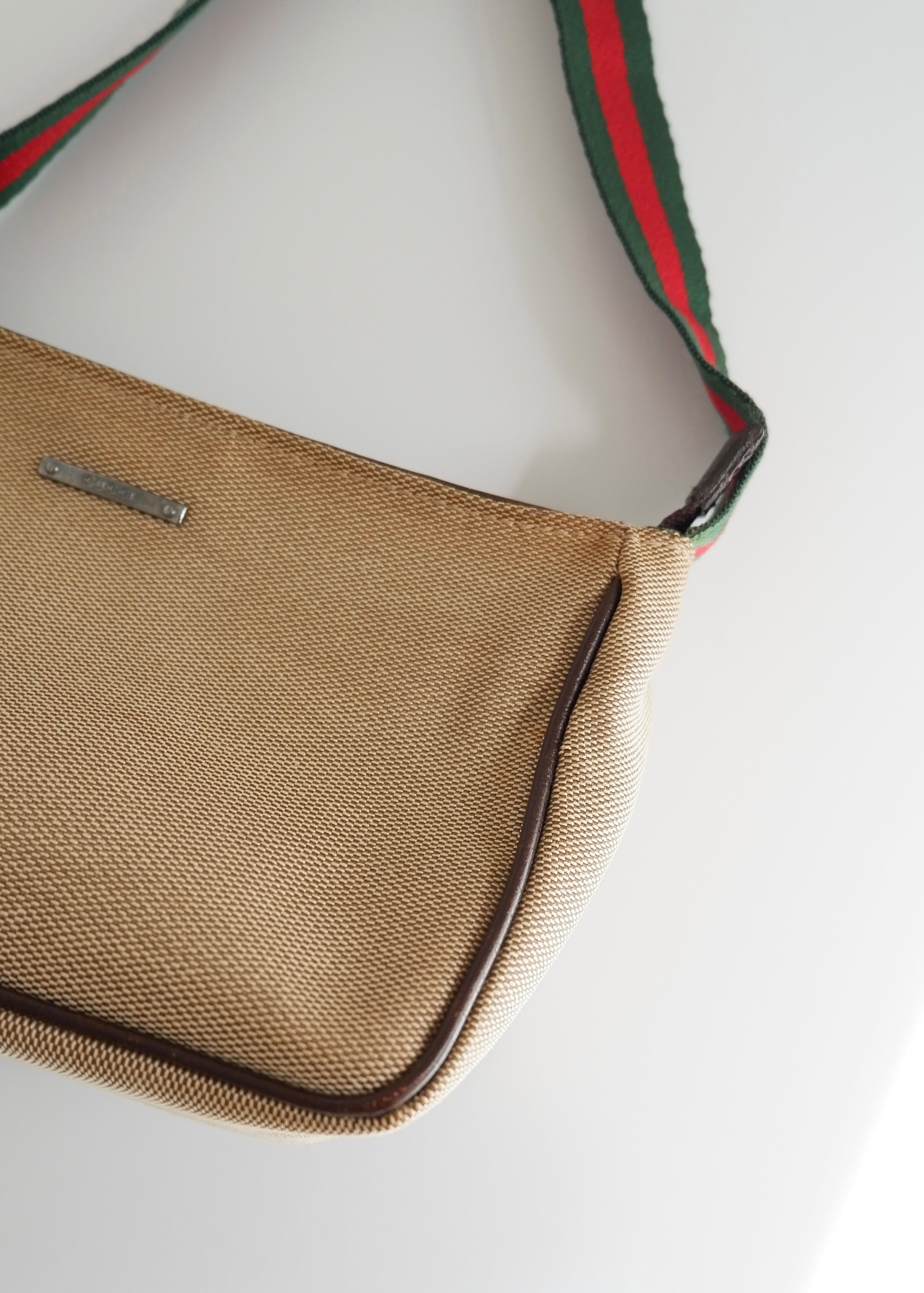 Authentic Preowned Gucci Beige Sherry Line Shoulder Bag