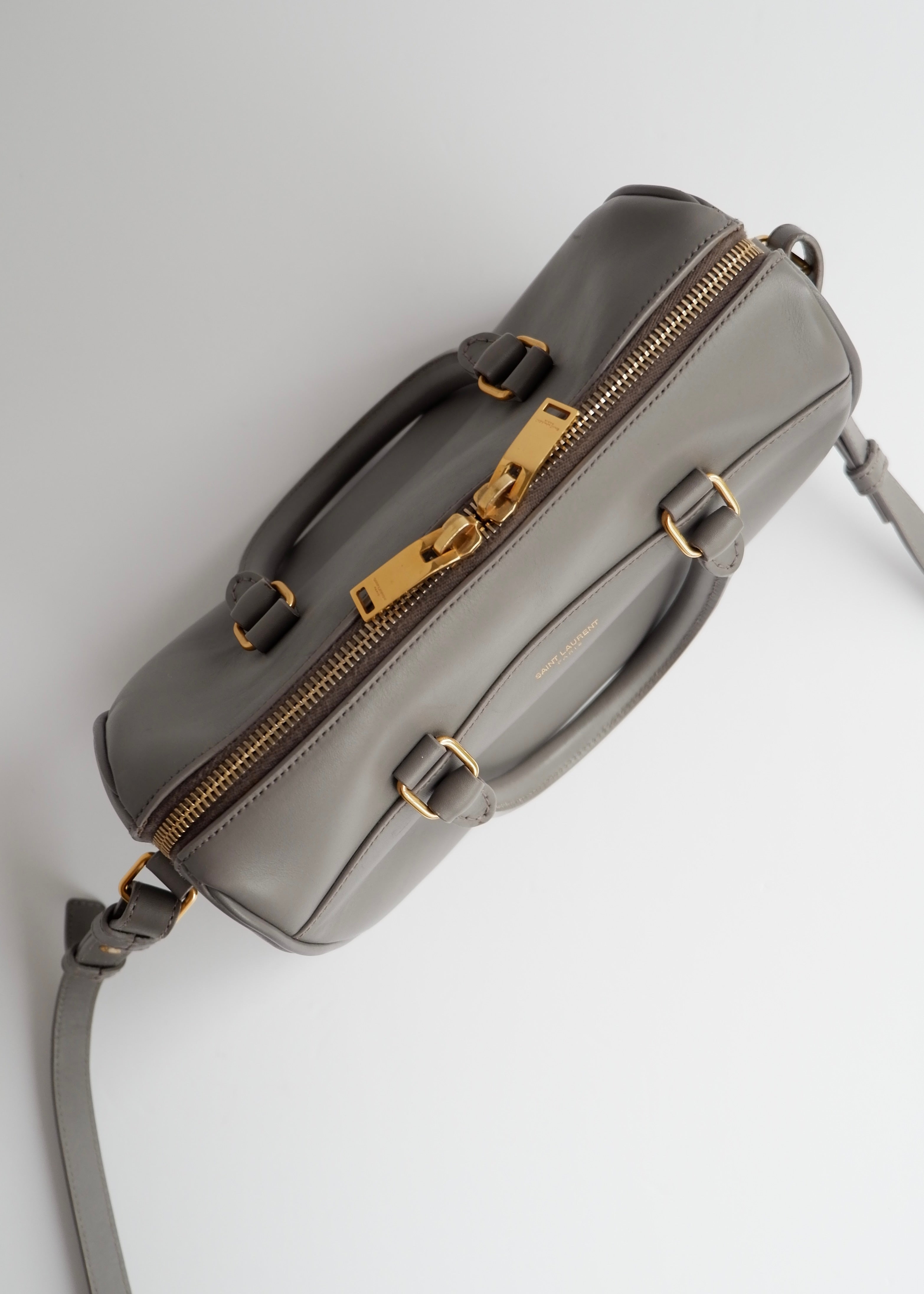 Authentic Preowned Saint Laurent Grey Leather Baby Two Way Duffle