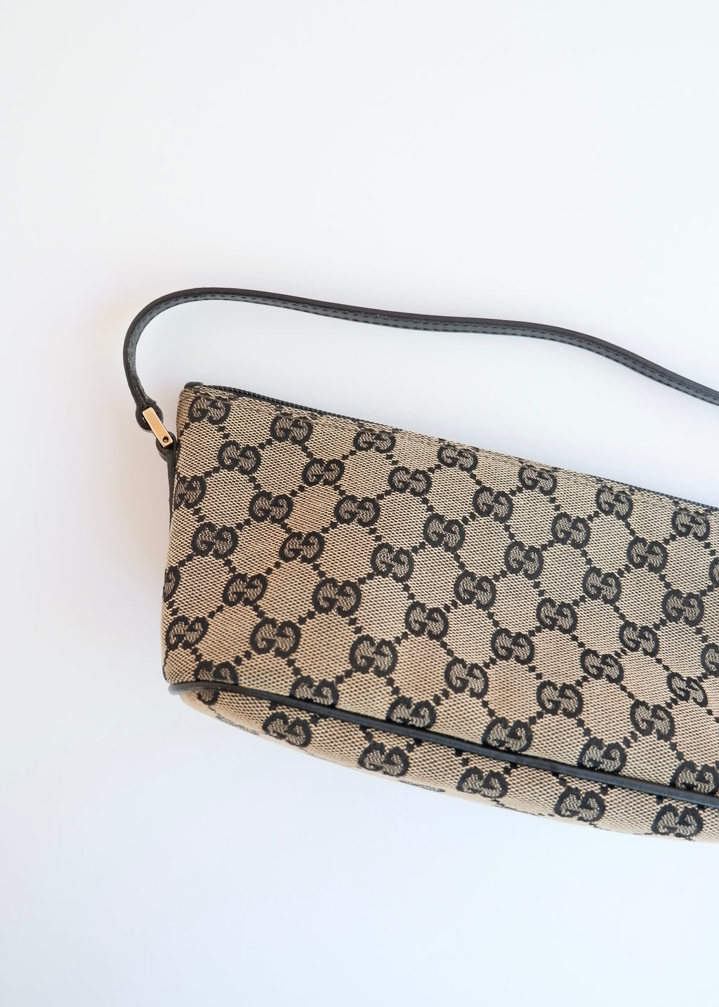 Authentic Preowned Gucci Black GG Canvas Boat Pochette Shoulder Bag