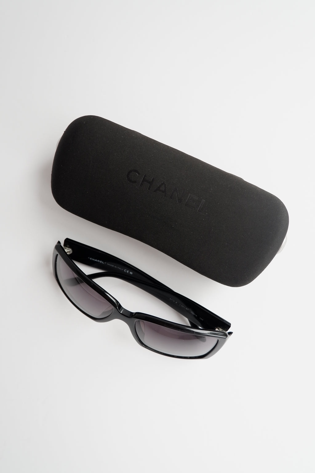 Authentic Preowned Chane Black Square Frame Rhinestone Sunglasses