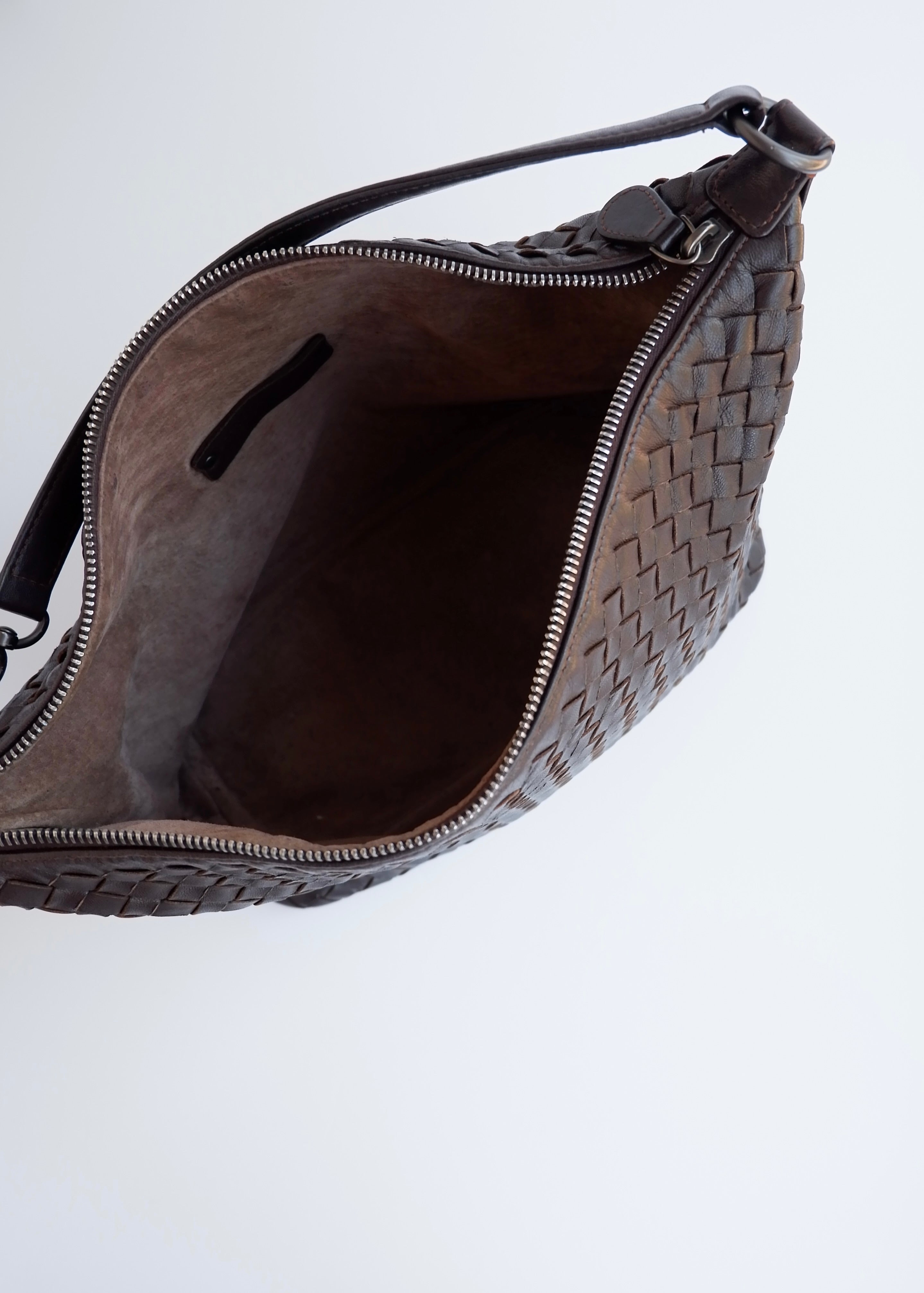 Sac porté épaule Bottega Veneta d'occasion en cuir marron authentique