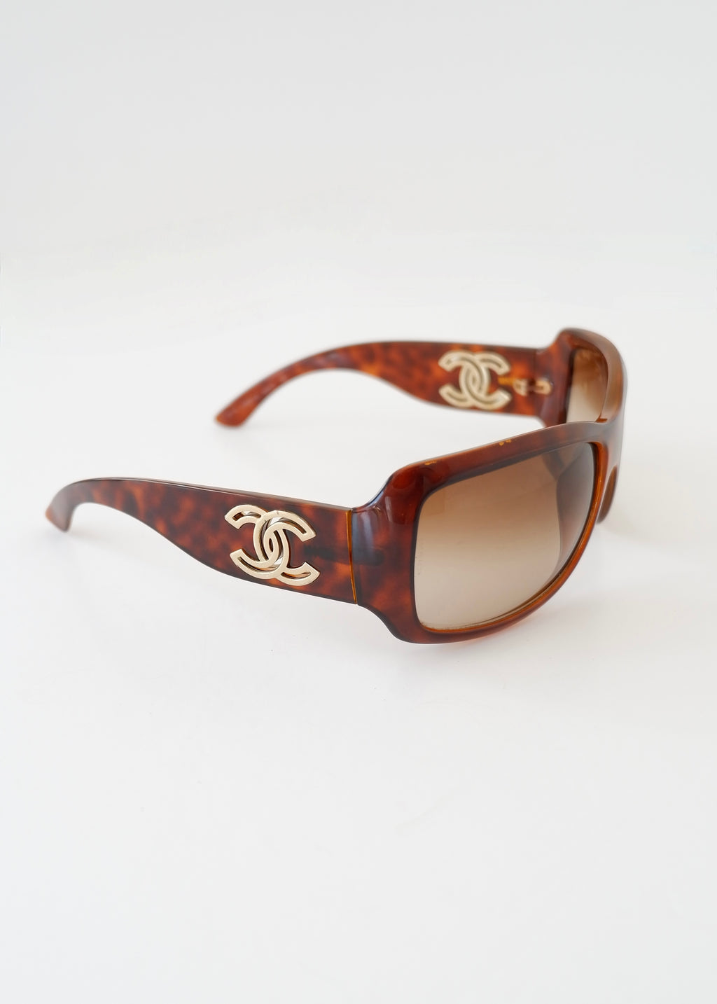 Authentic Preowned Chanel Brown Tortoise Square Frame CC Logo Sunglasses