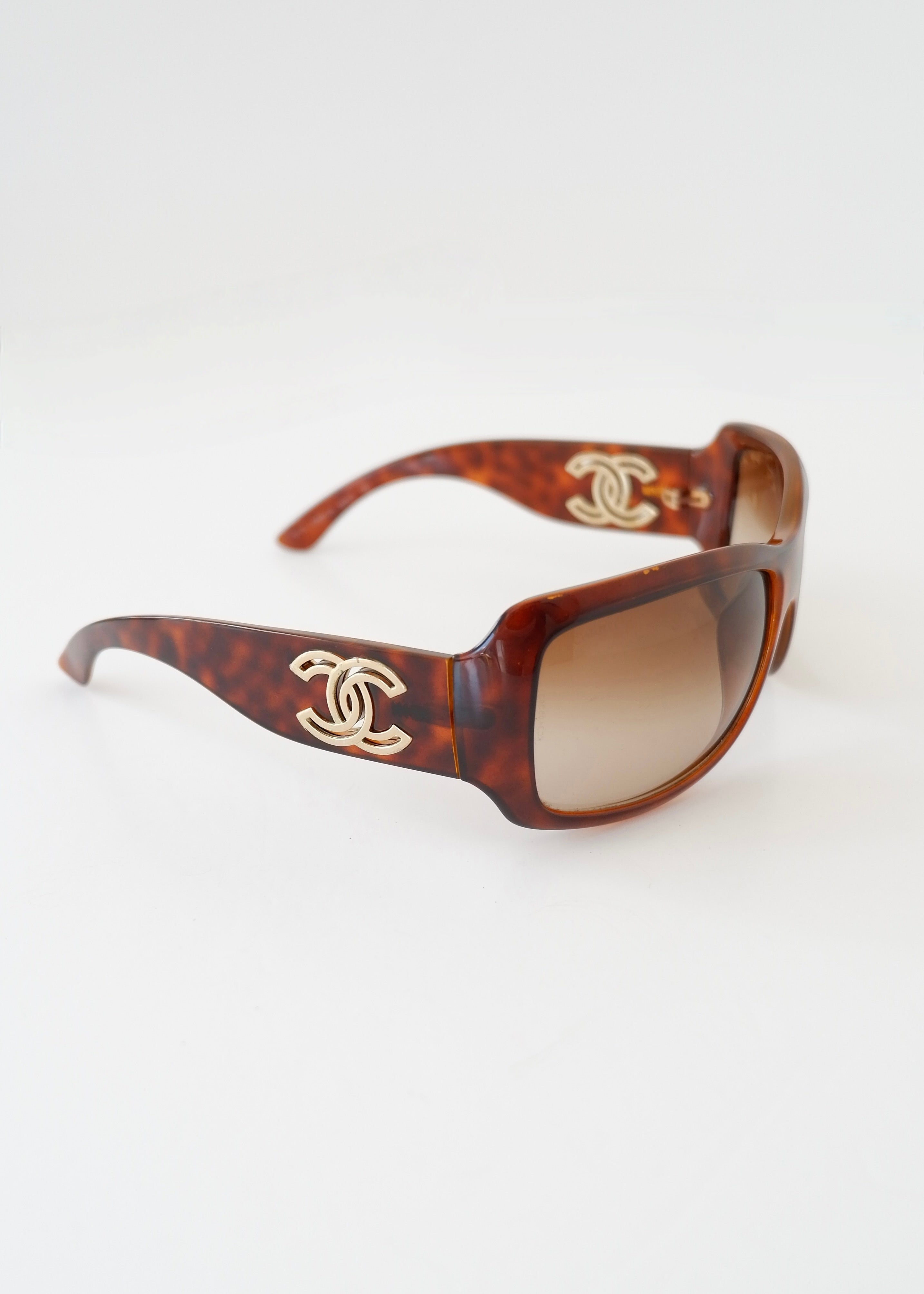 Authentic Preowned Chanel Brown Tortoise Square Frame CC Logo Sunglasses