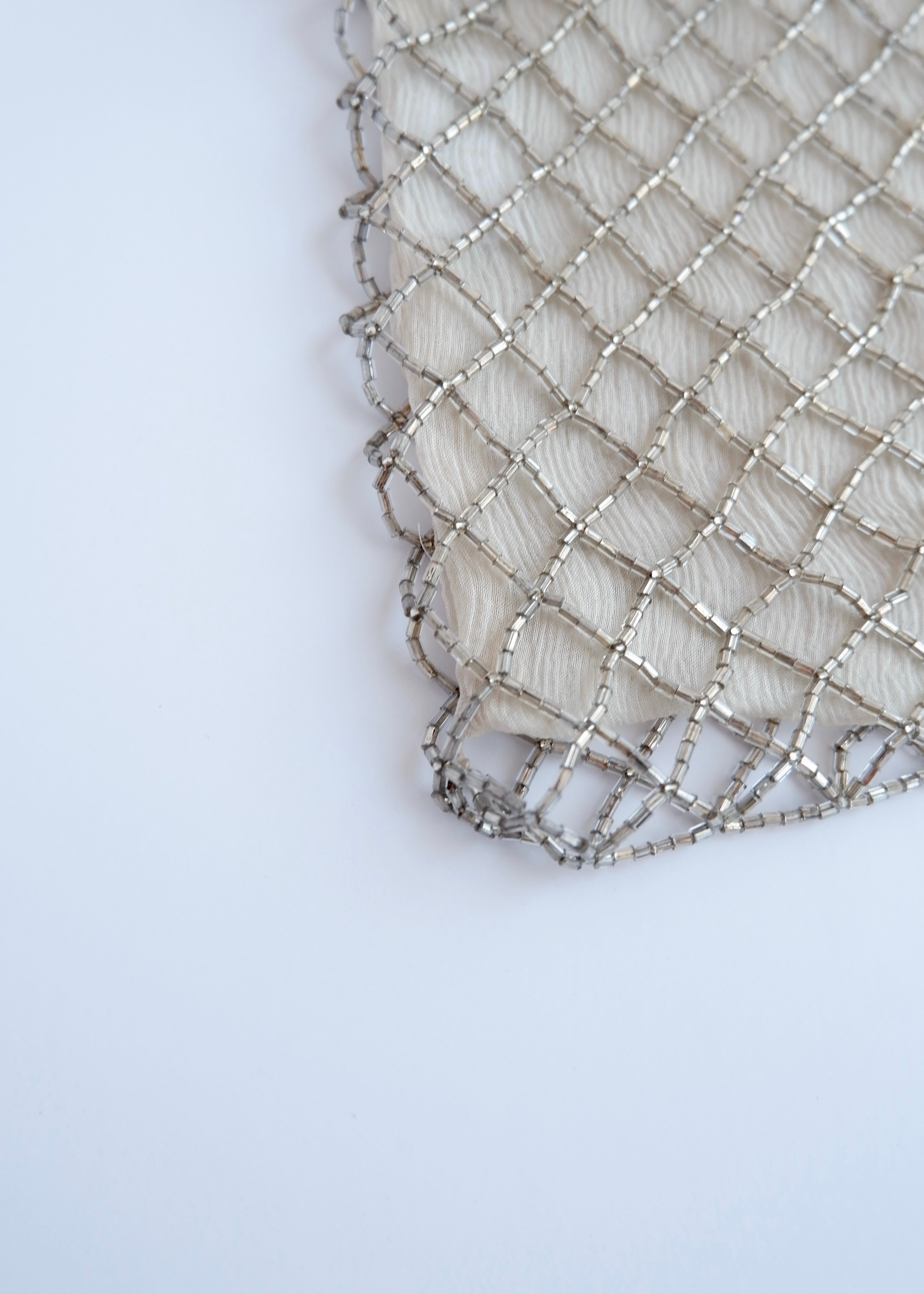 Authentic Preowned Prada Champagne Satin Beaded Shoulder Bag